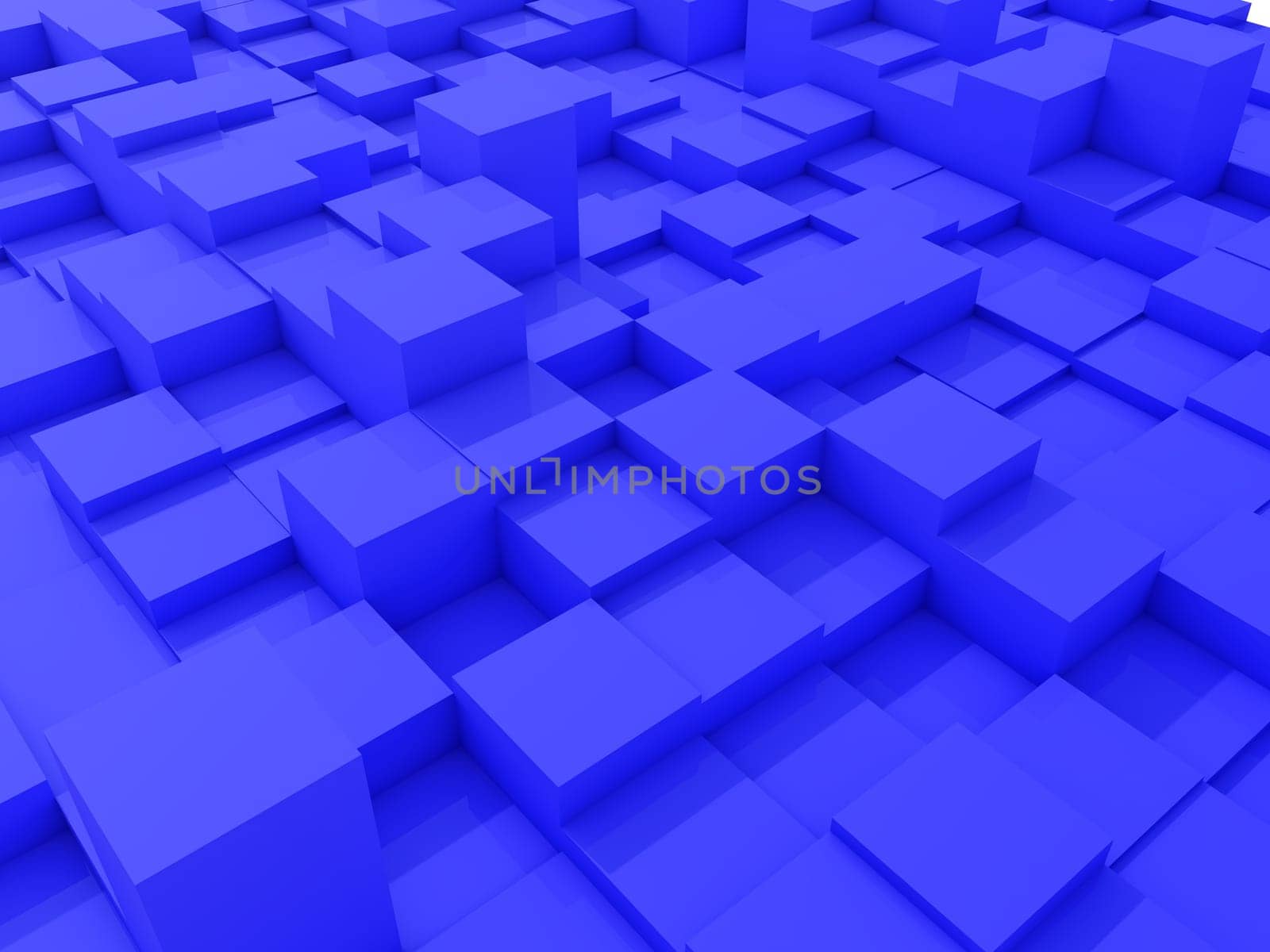3D render of an abstract landscape with extruding cubes