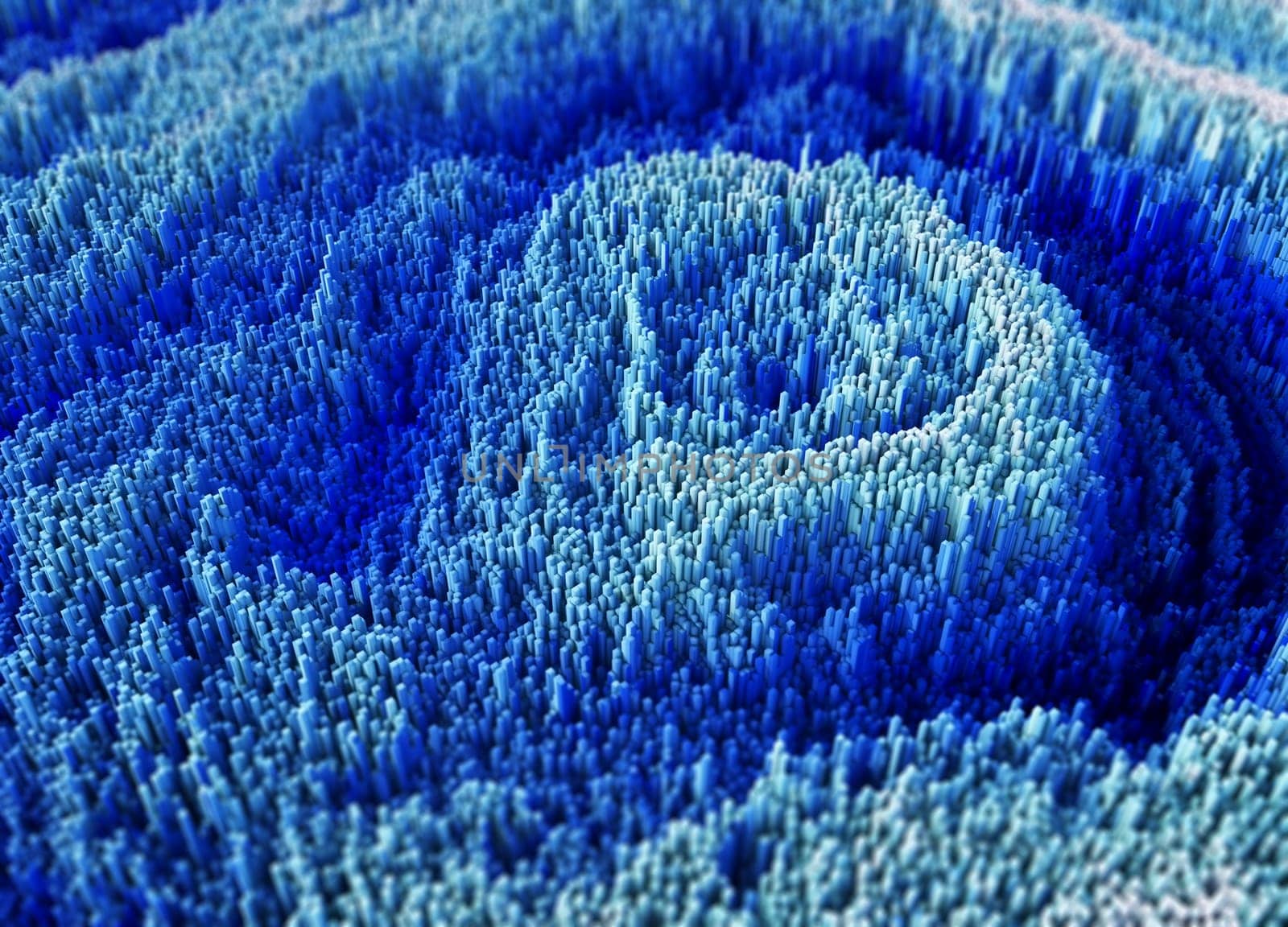 3D render of an abstract futuristic background with landscape of extruding cubes