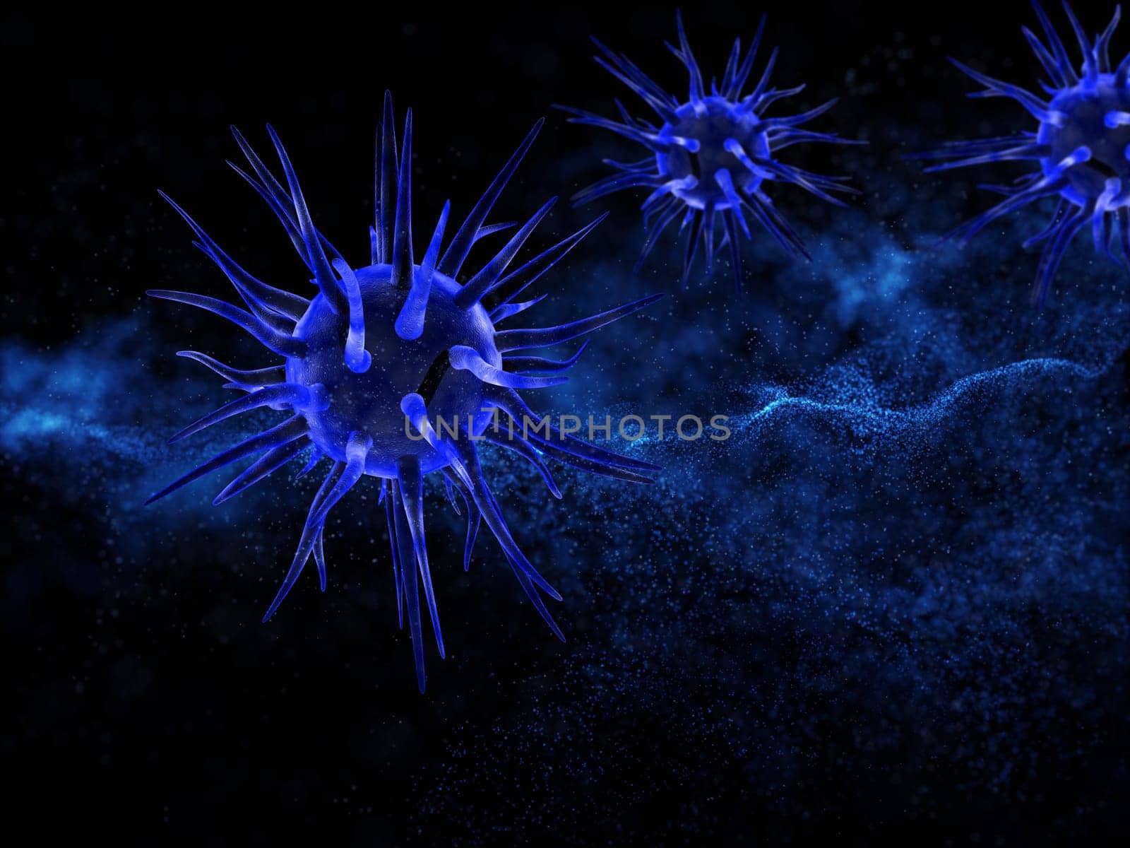 3D render of an abstract medical background with virus cells