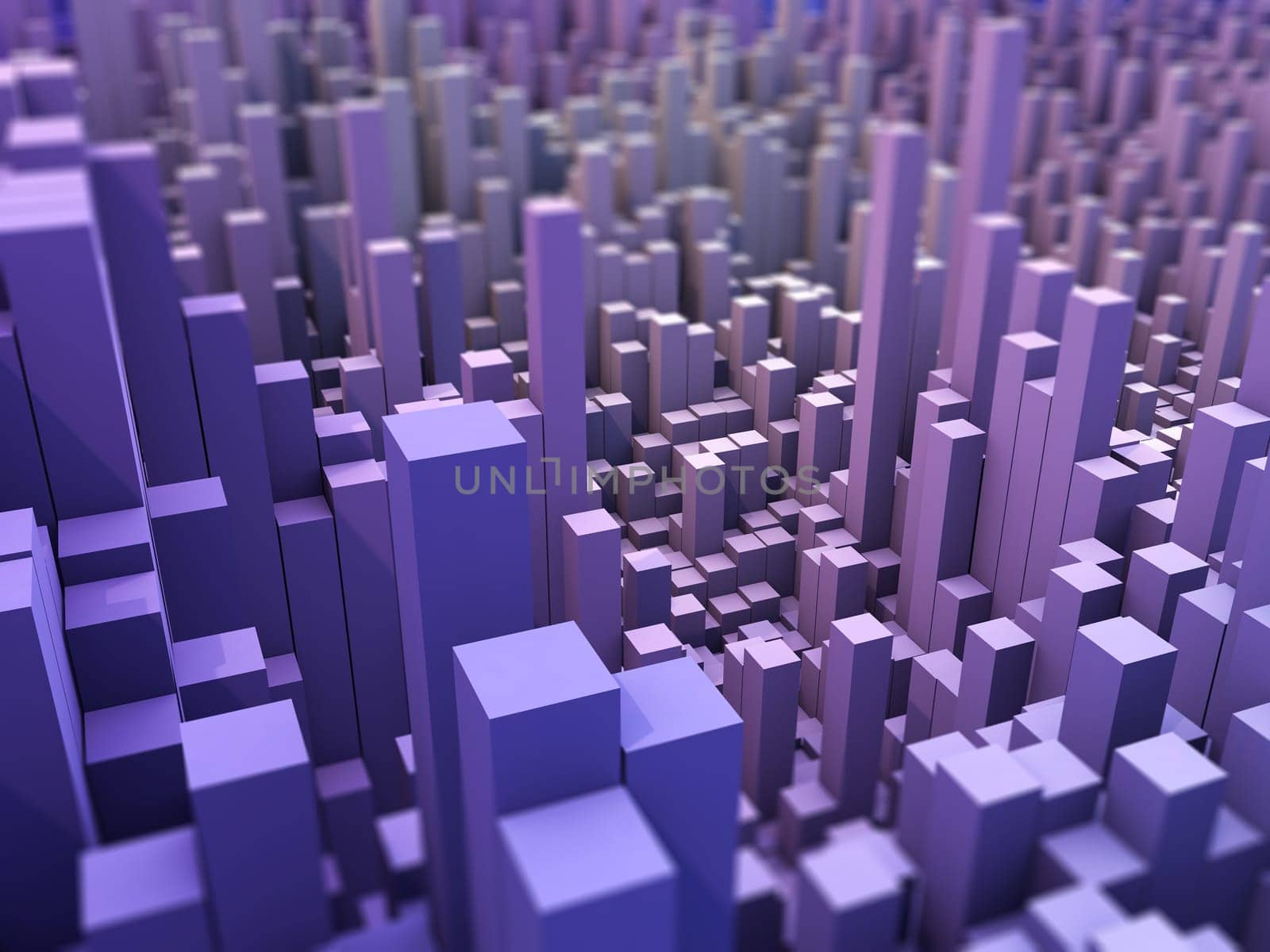 3D render of an abstract landscape background with extruding blocks