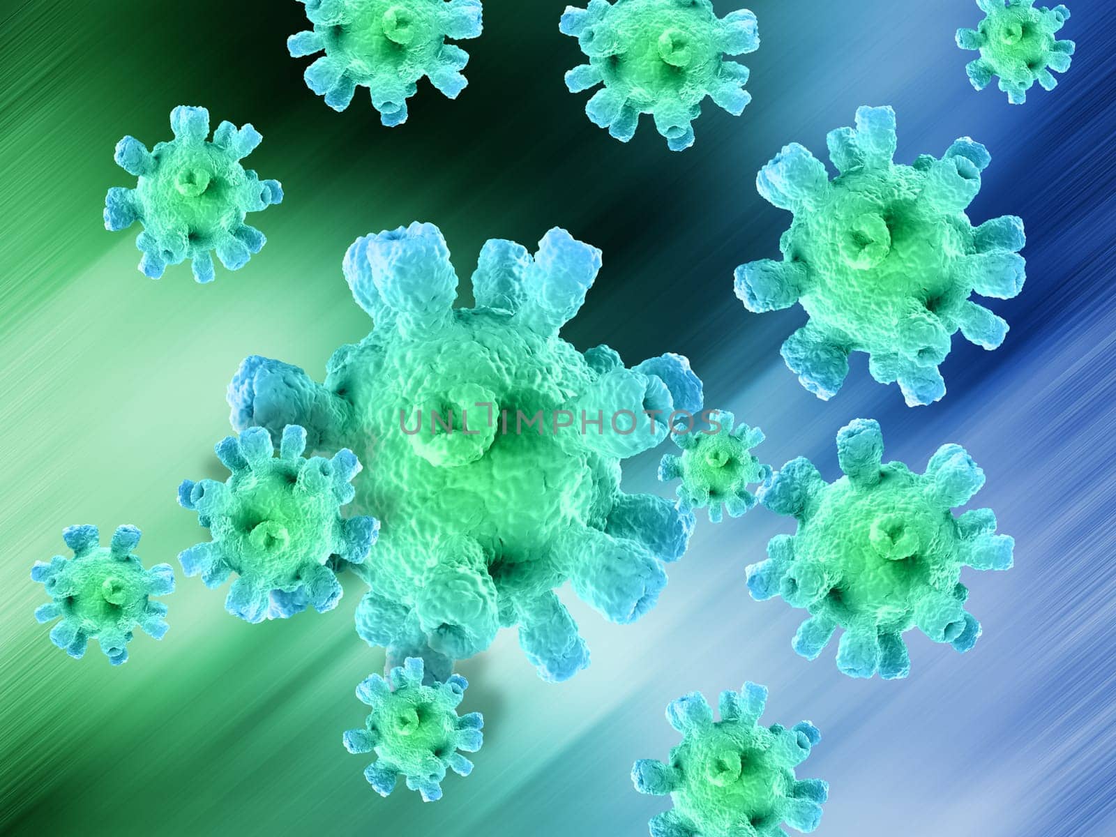 3D render of an abstract medical background with virus cells