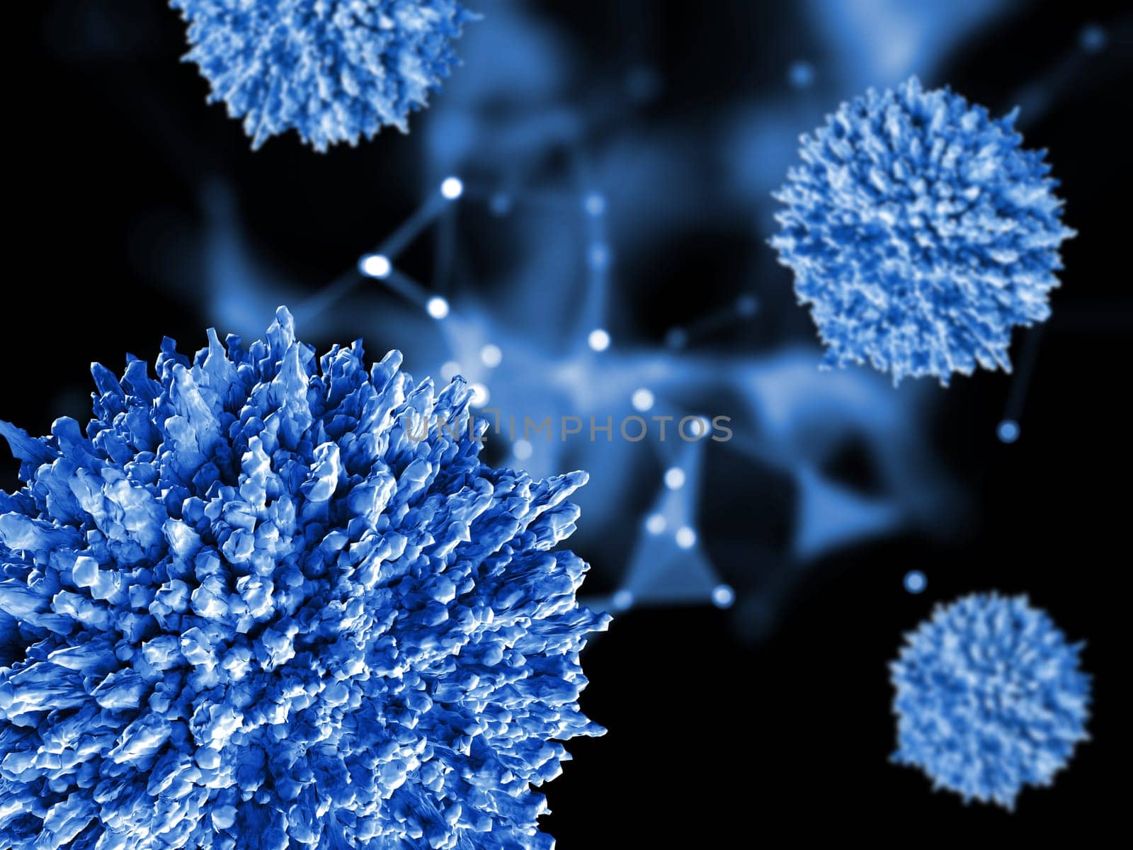 3D render of an abstract medical background with virus cells