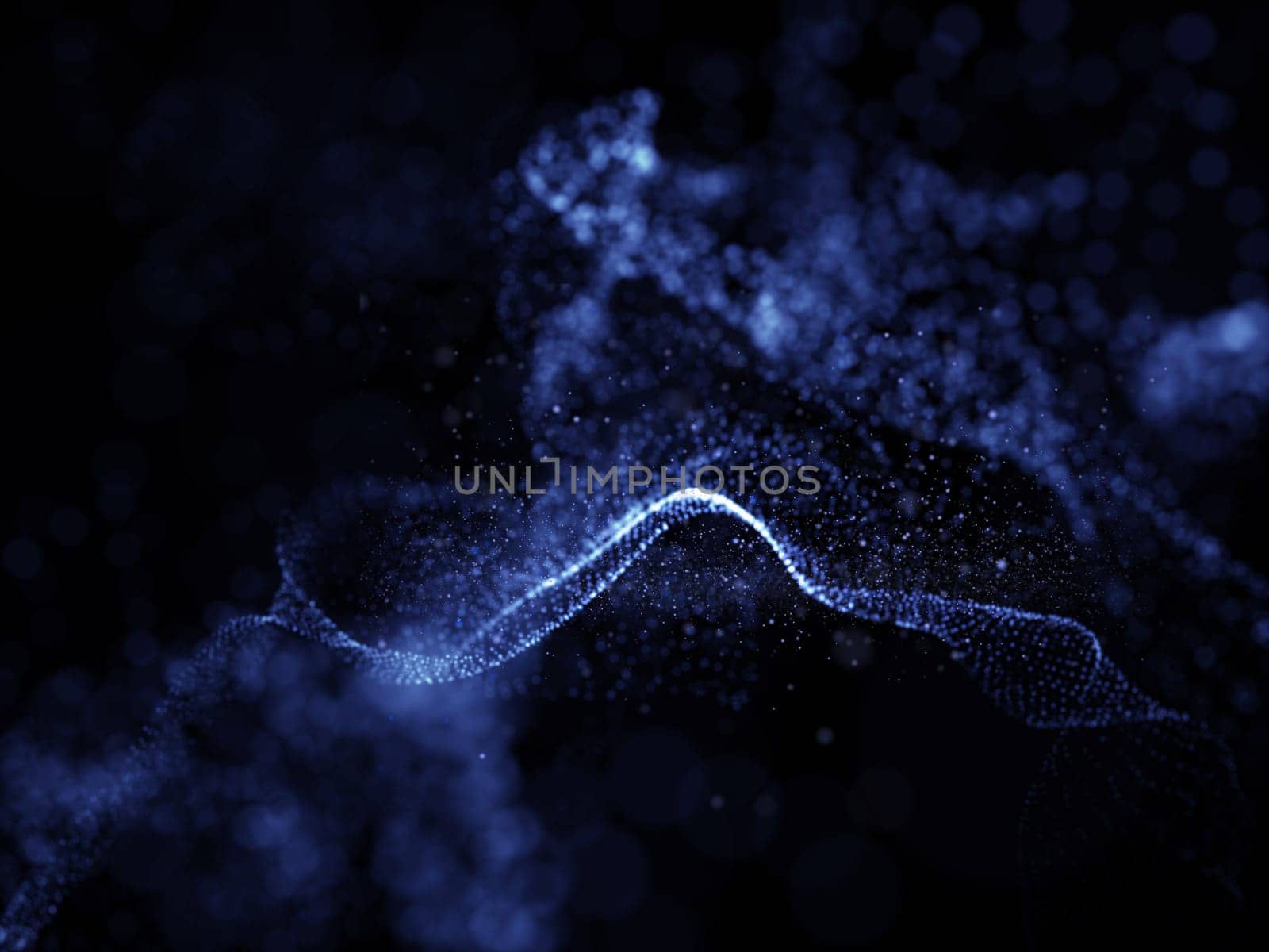 3D render of an abstract modern futuristic background with cyber particles and shallow depth of field