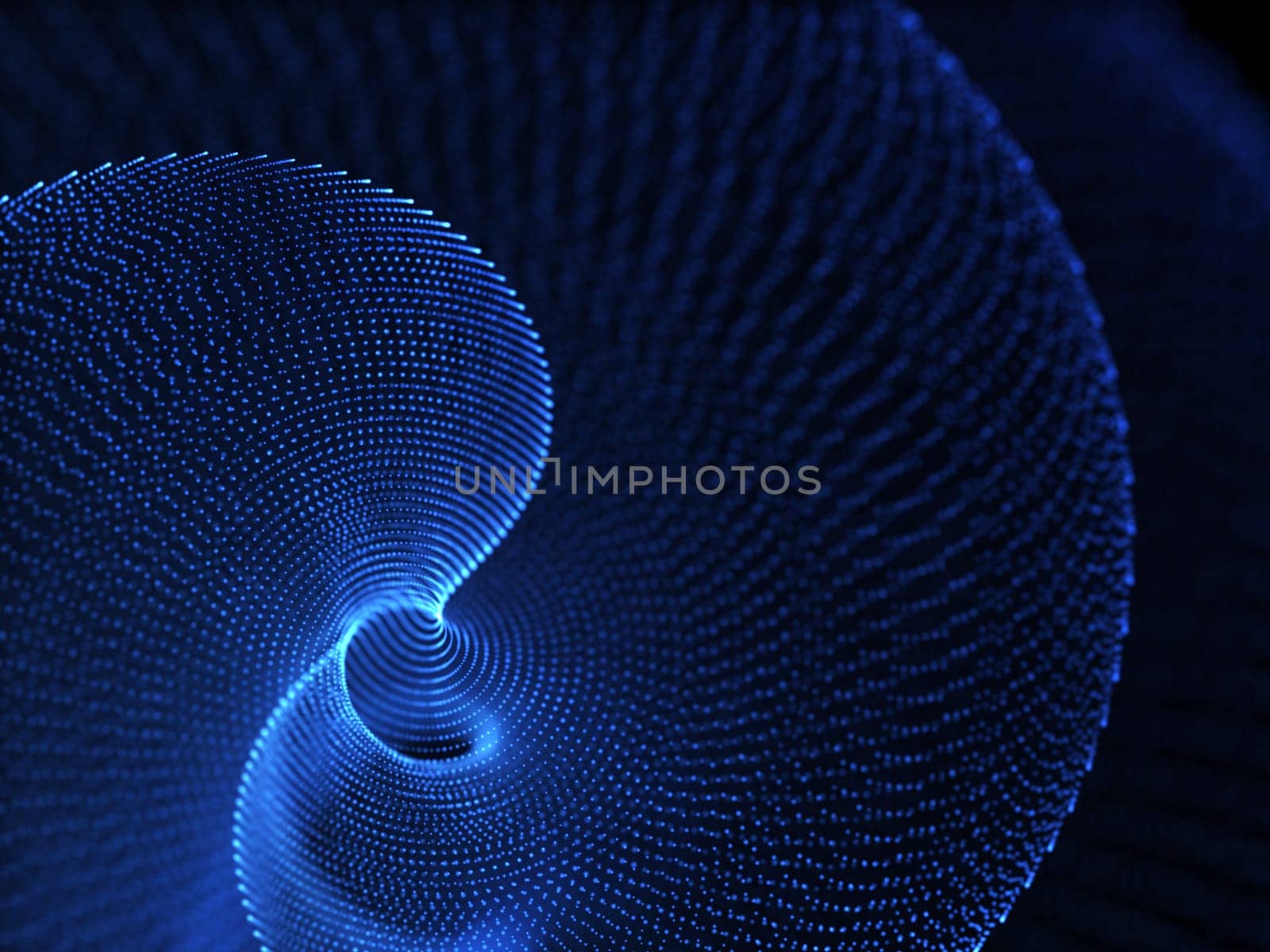 3D render of an abstract particle design with flowing cyber dots