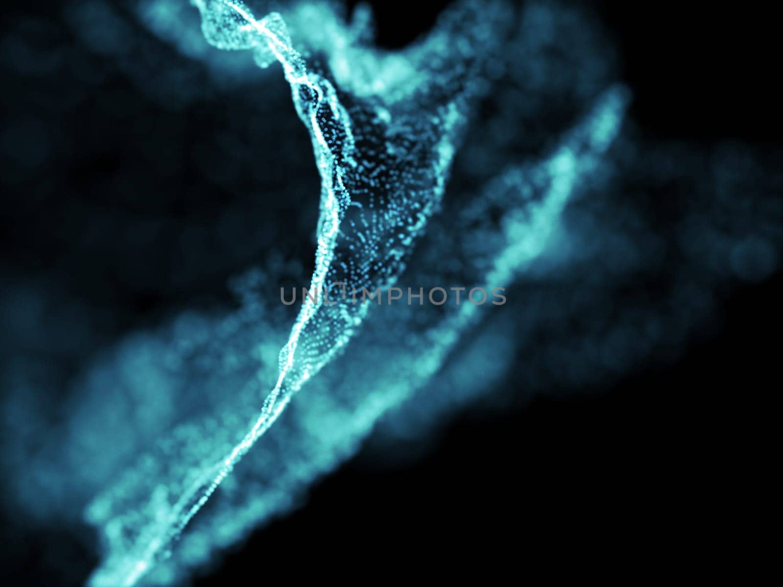 3D render of an abstract particles background with shallow depth of field
