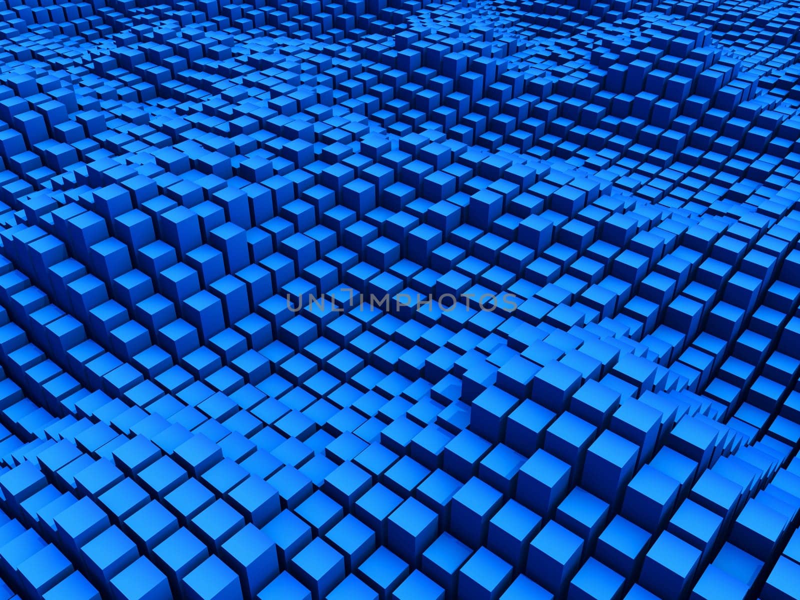 3D render of an abstract modern background with undulating cubes