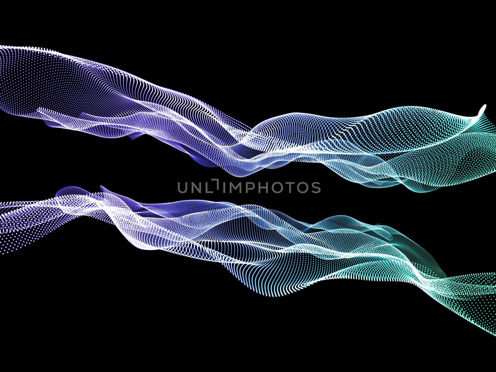 3D render of an abstract modern techno background with flowing particles