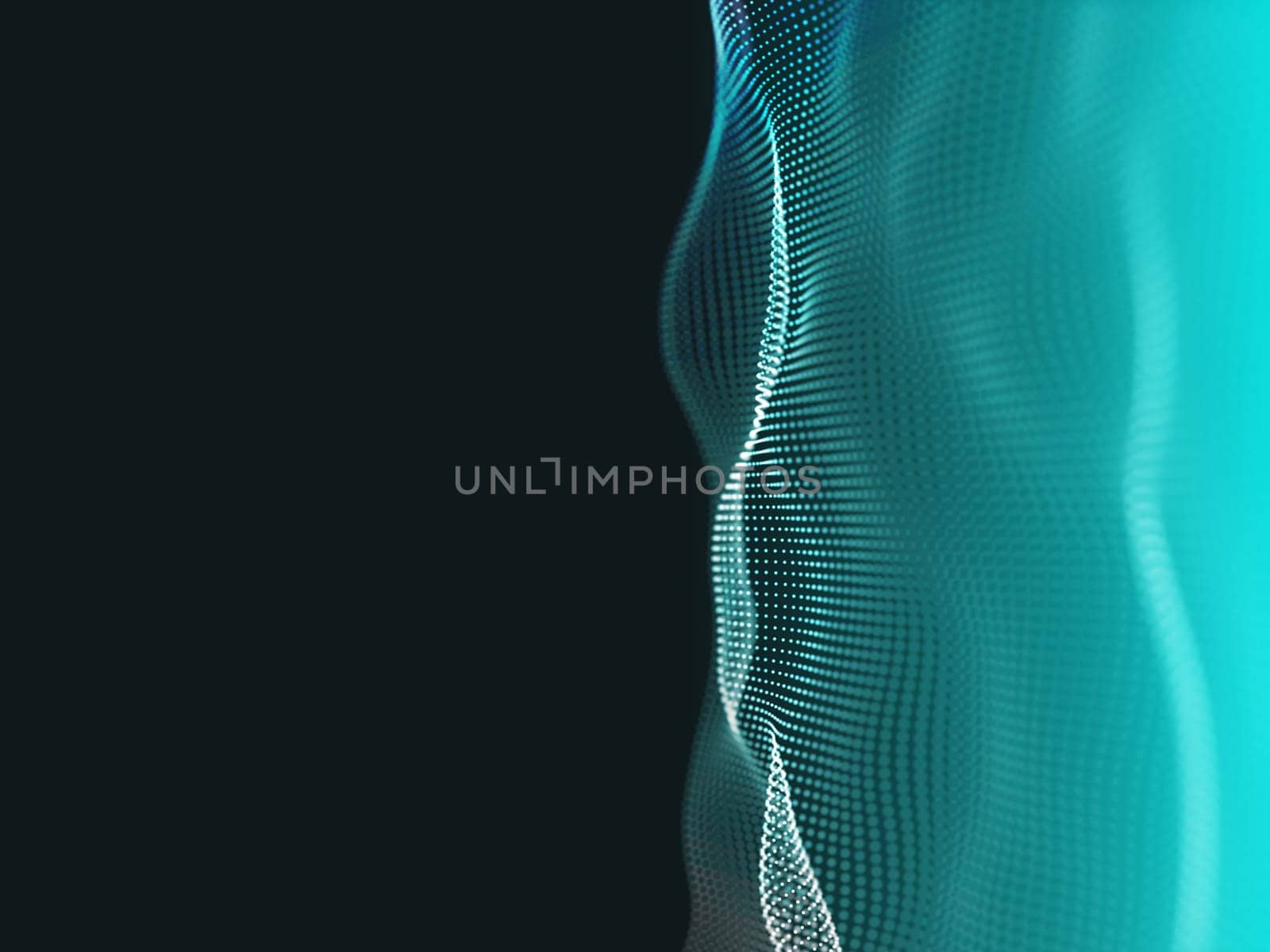 3D render of an abstract techno background with flowing particles
