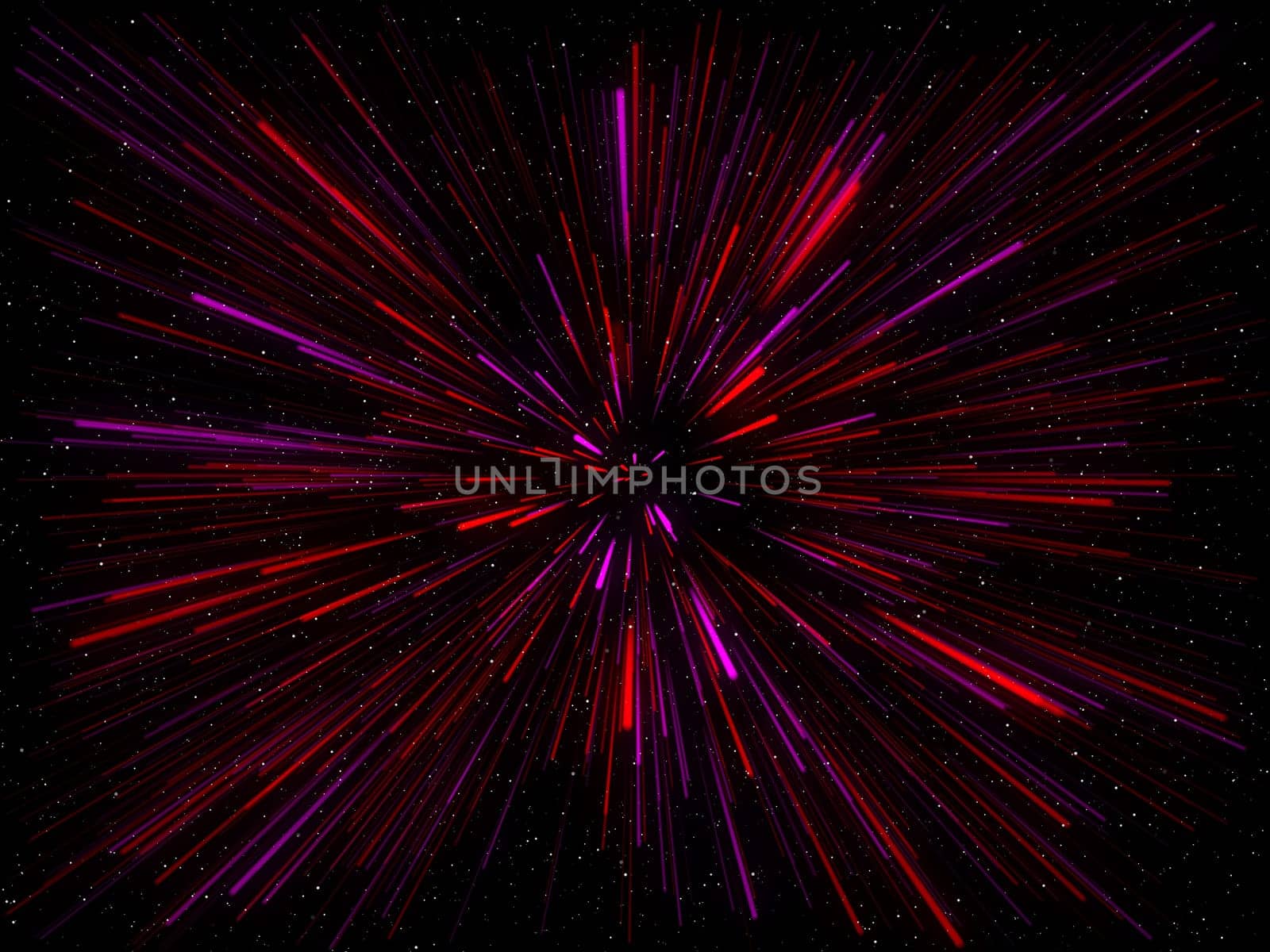 3D render of an abstract space background with warp tunnel effect