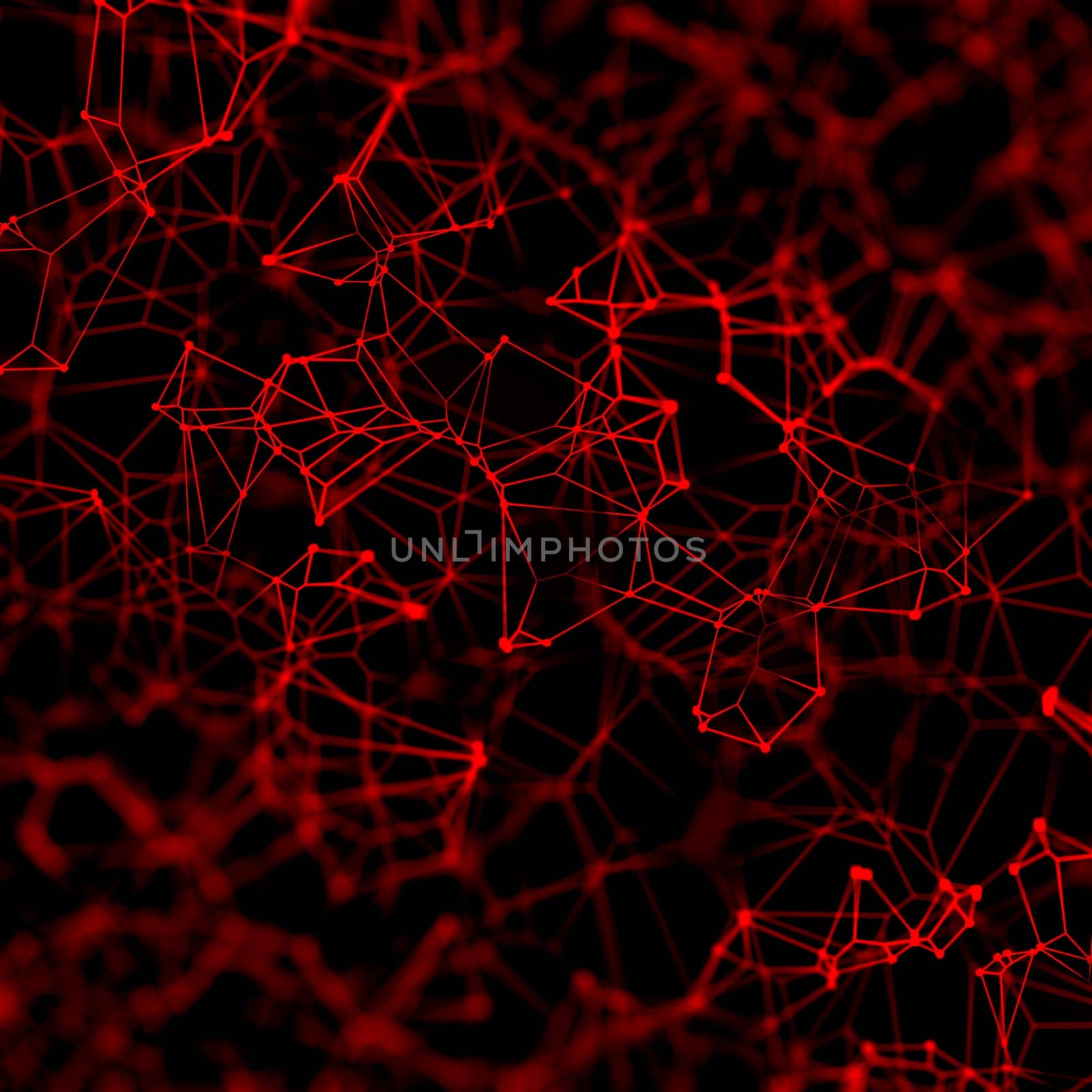 3D render of an abstract techno background with connecting lines and dots