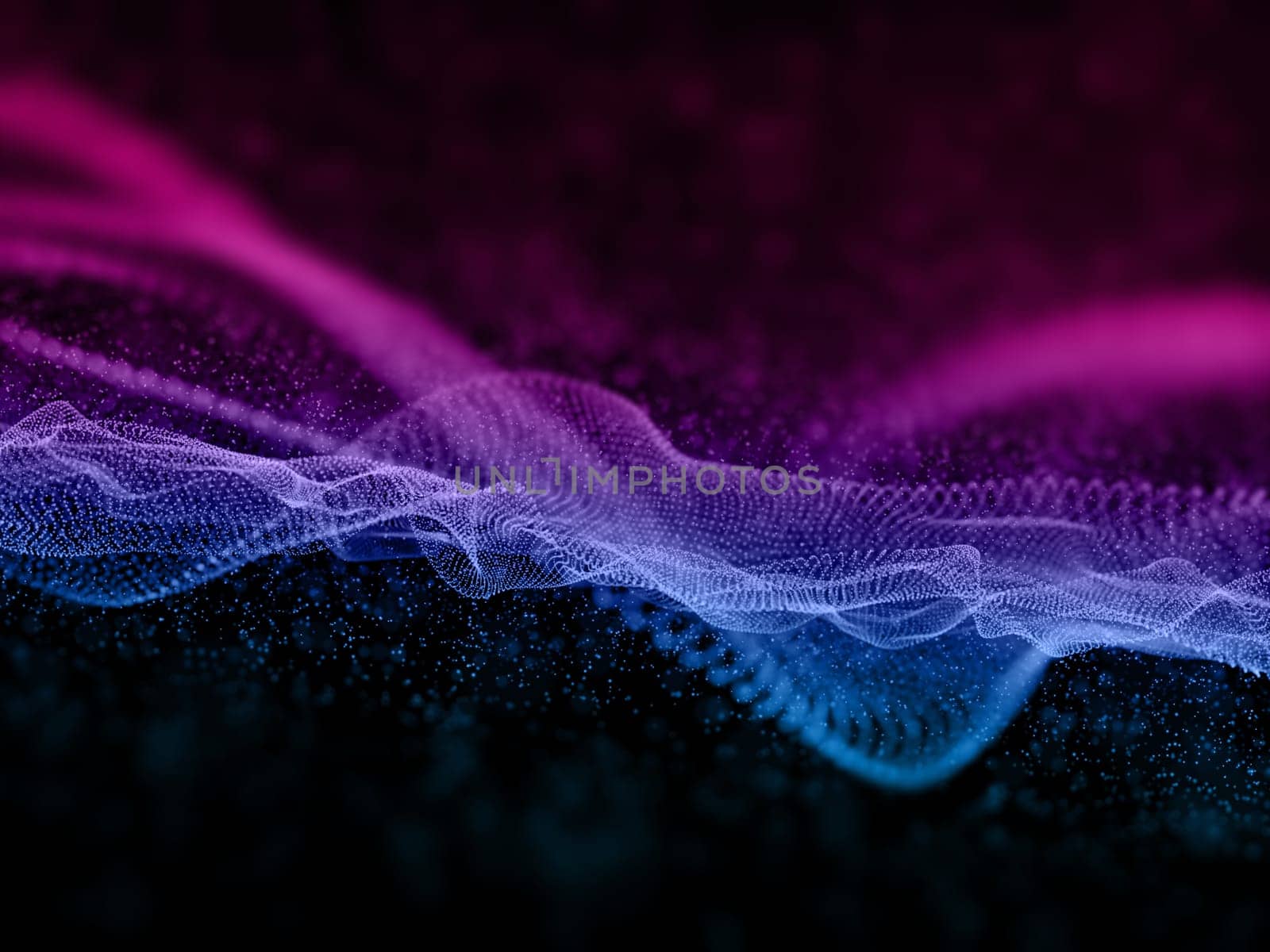 3D render of an abstract technology background with flowing particles