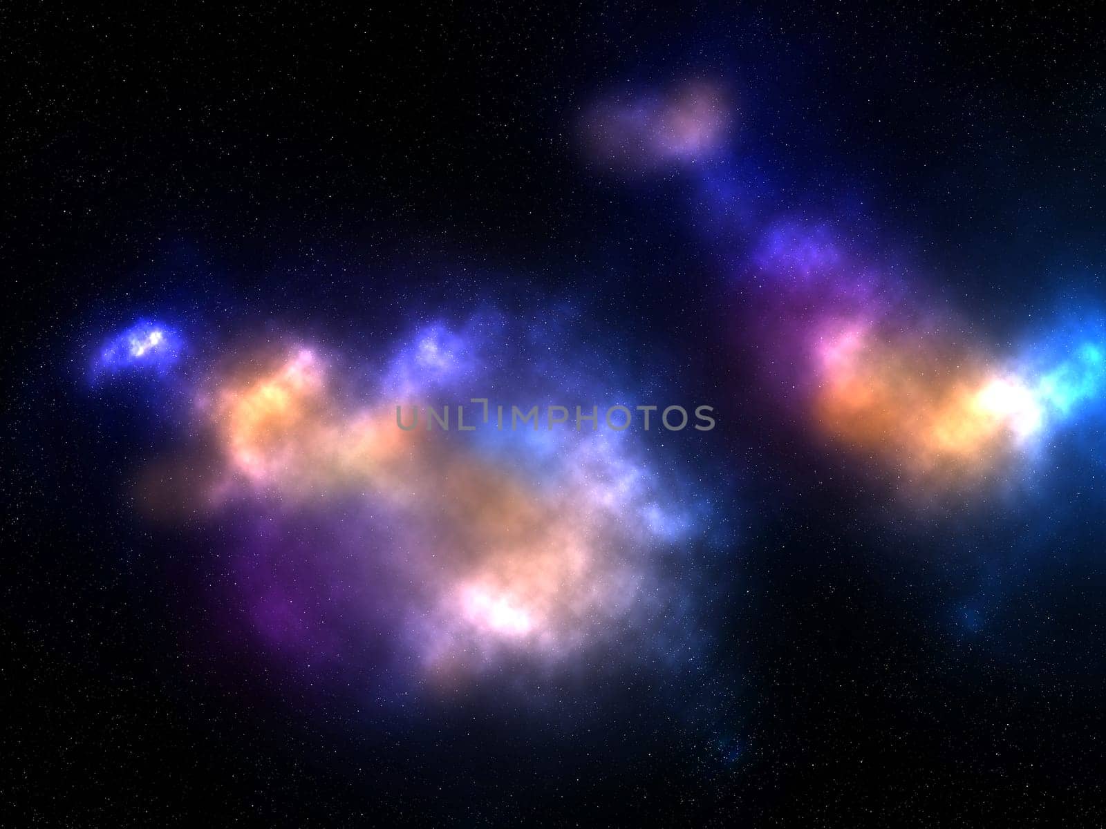 3D render of an abstract space sky with colourful galaxy