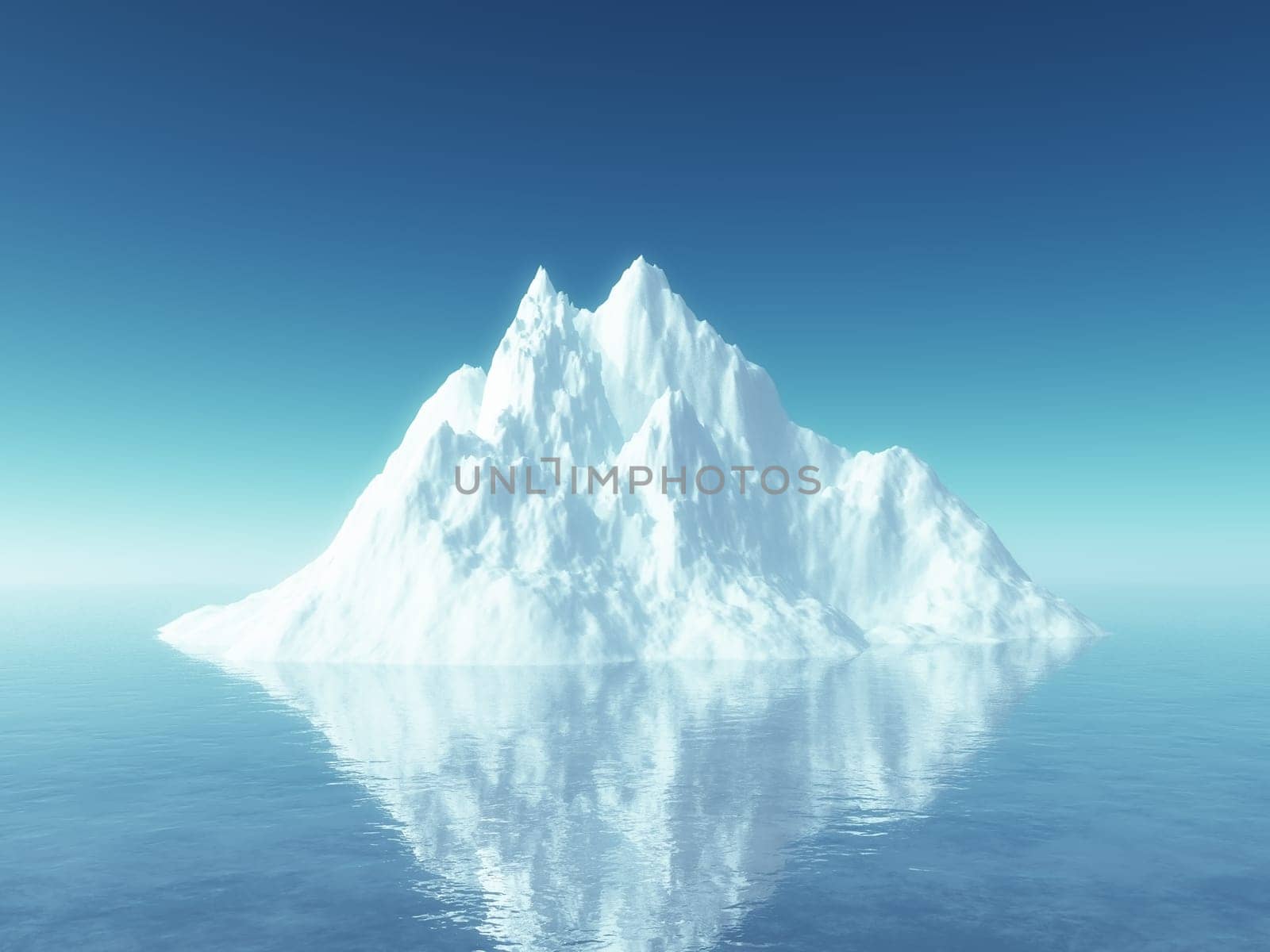3D render of an iceberg in blue ocean