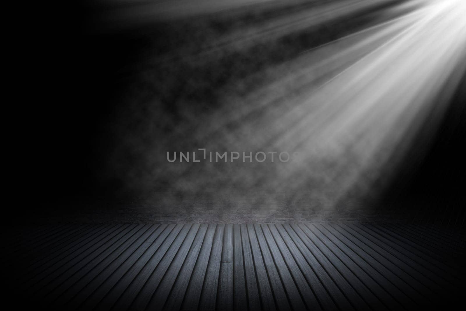 3D render of an interior room with spotlight shining down
