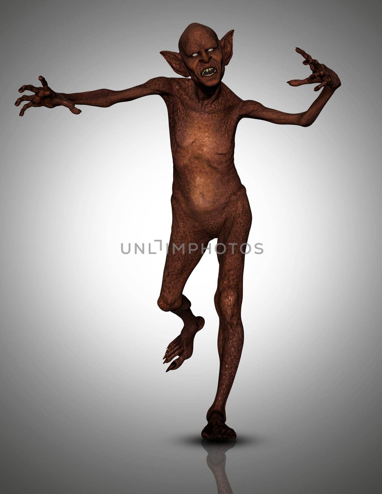 3D render of an evil zombie style creature