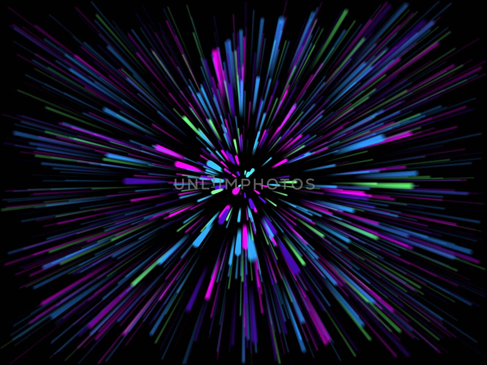 3D render of an abstract starburst background with rays of light