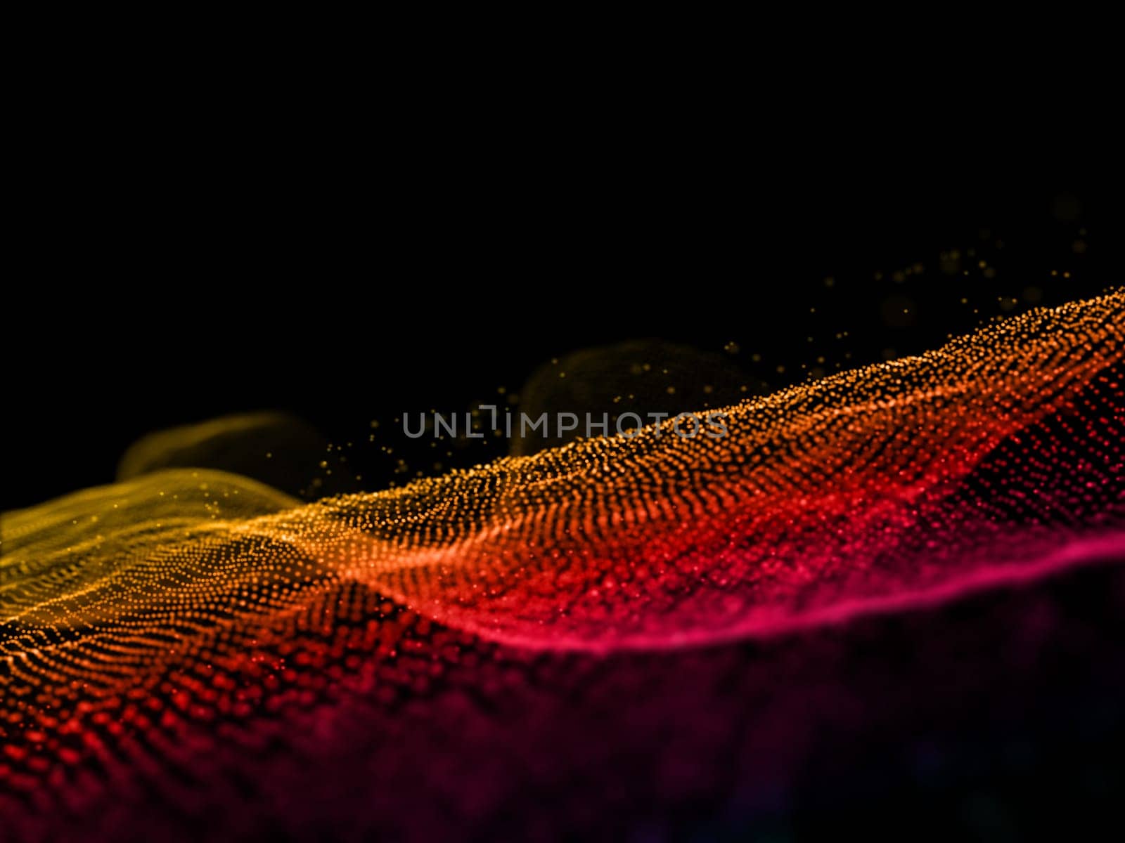 3D render of rainbow abstract flowing particles