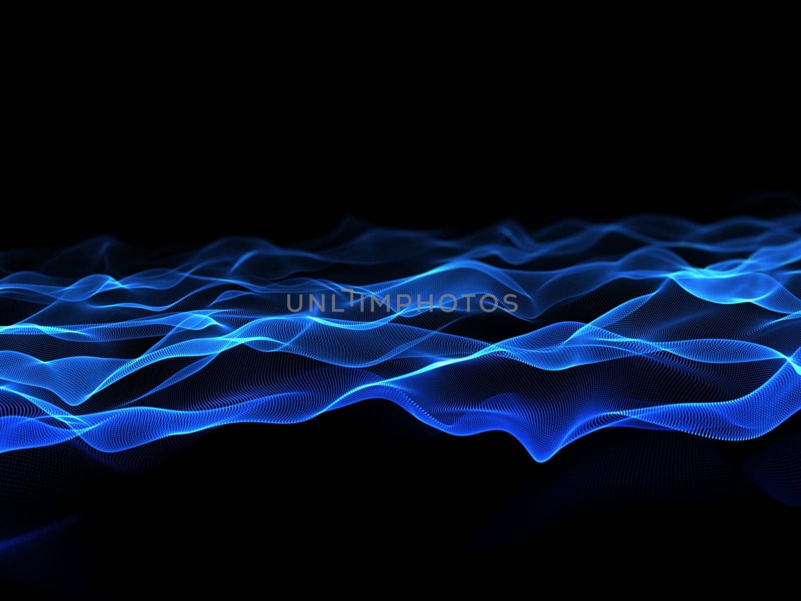 3D render of waves of flowing dots