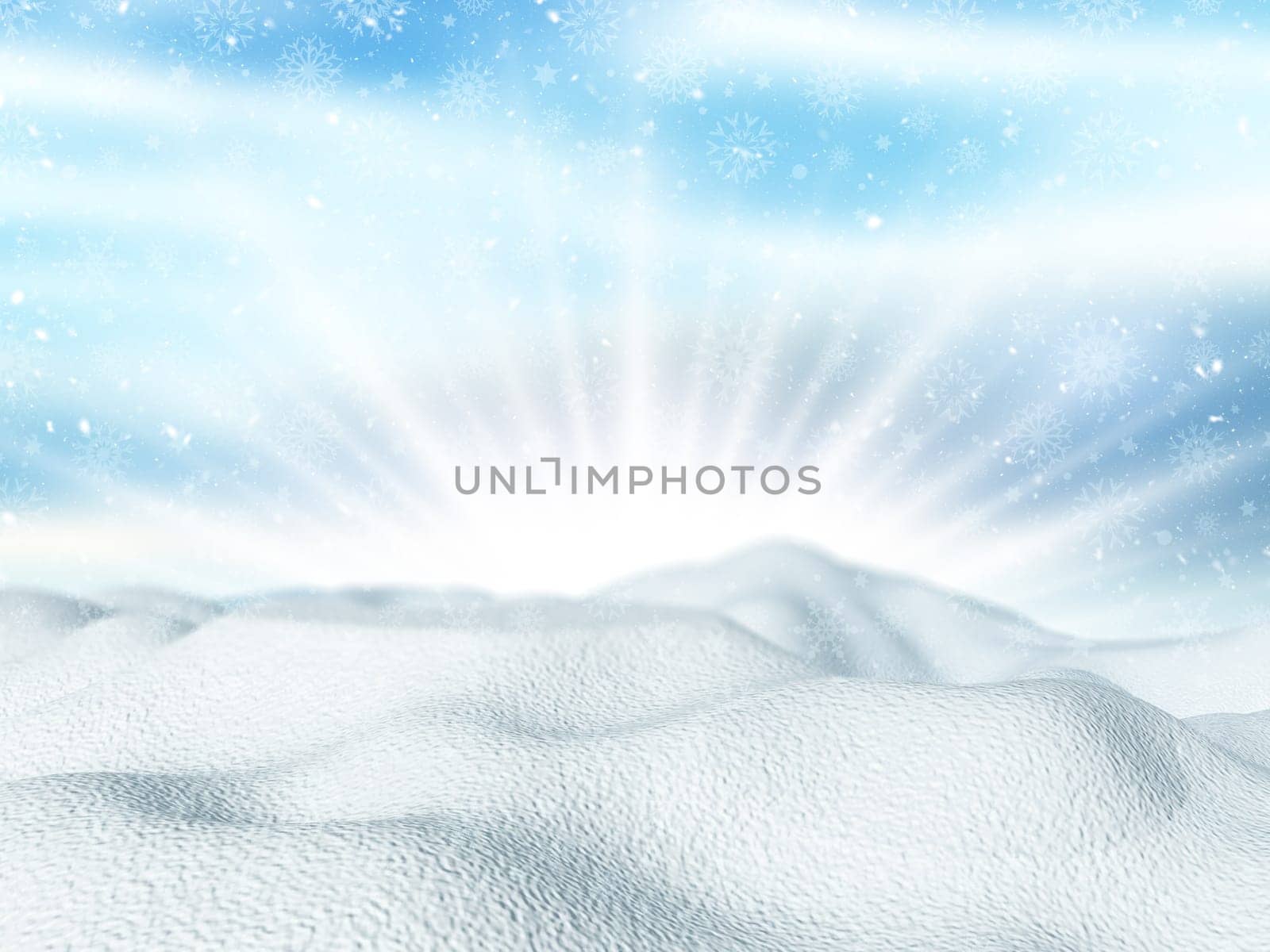 3D render of snow on a snowflake background