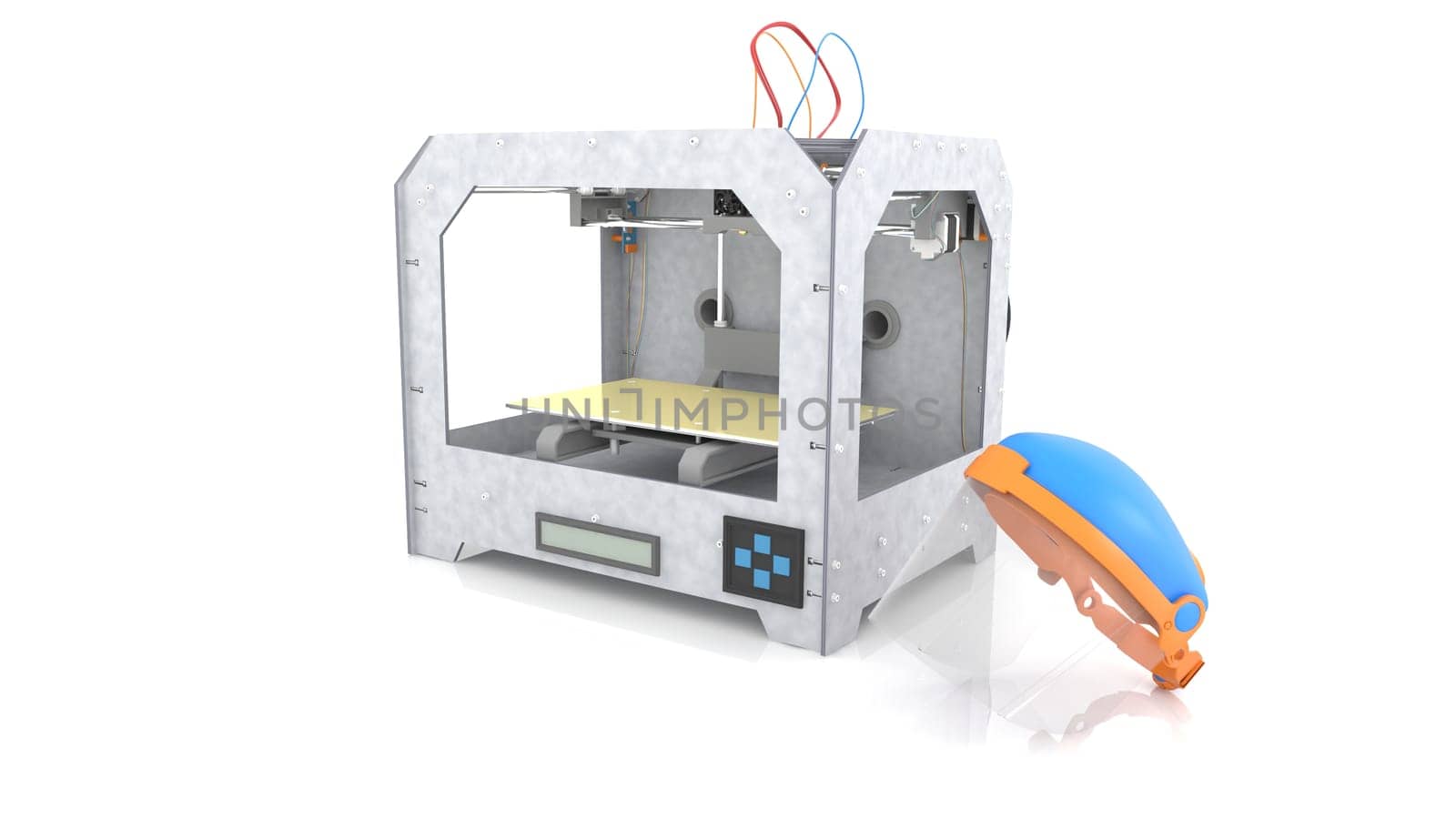 render of Home 3d printer and face shield