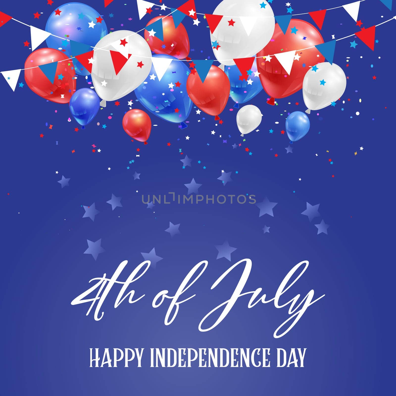 4th July Independence Day background with balloons and confetti
