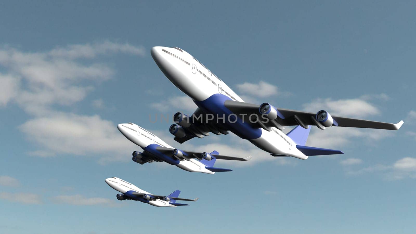 3d render of Airplane isolated on cloud sky background