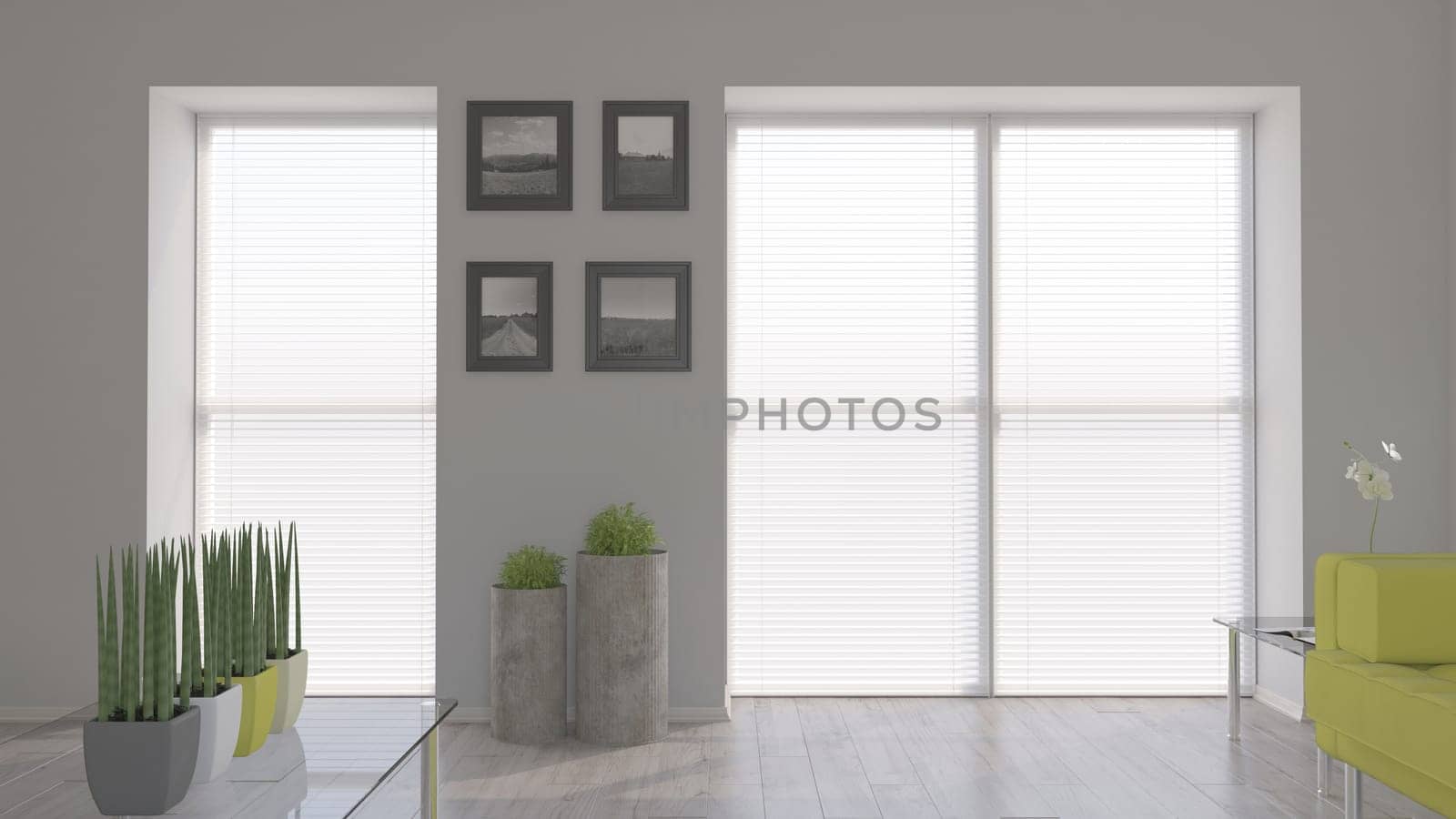 Render of 3D contemporary Living Room Interior and modern furniture