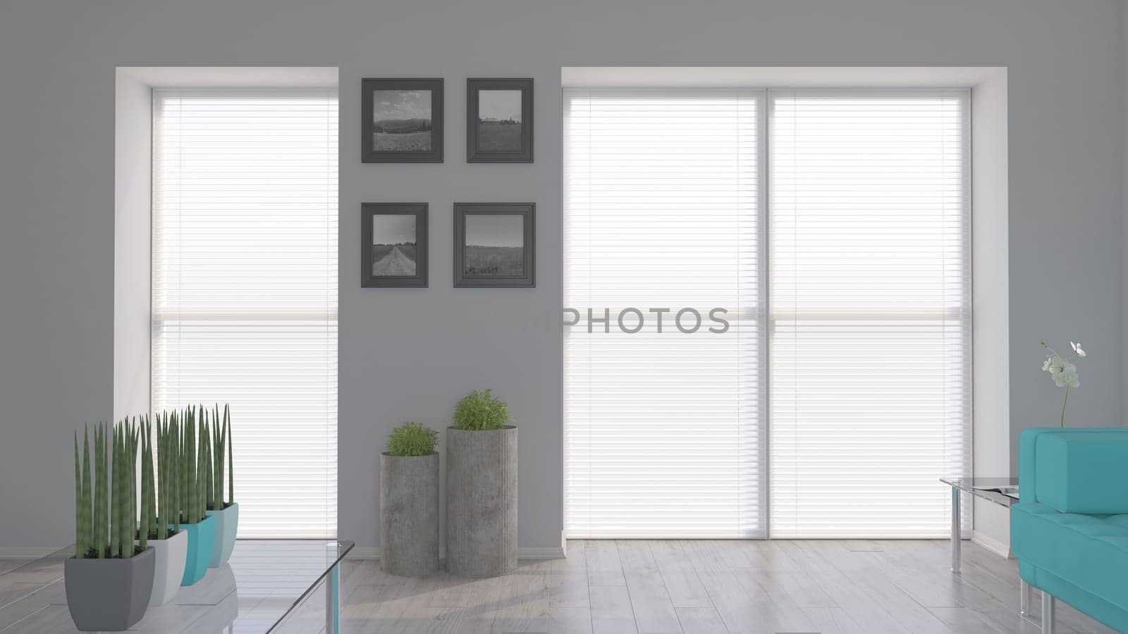 Render of 3D contemporary Living Room Interior and modern furniture