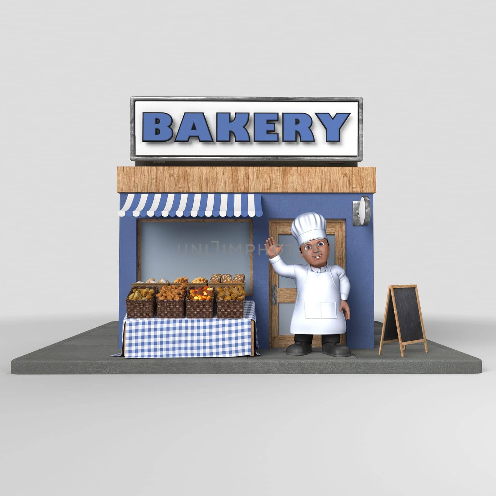 3D Render of Cartoon Baker Character