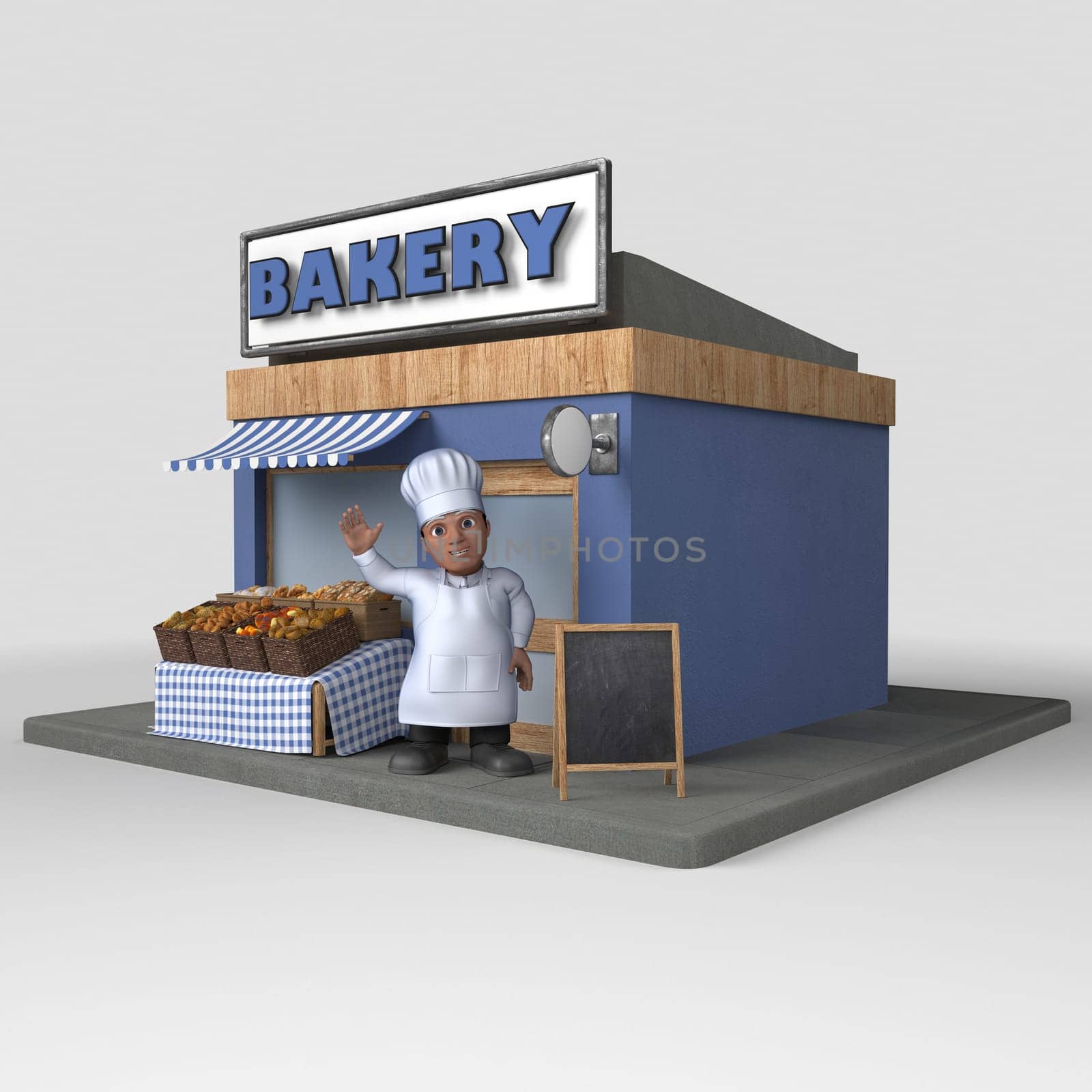 3D Render of Cartoon Baker Character