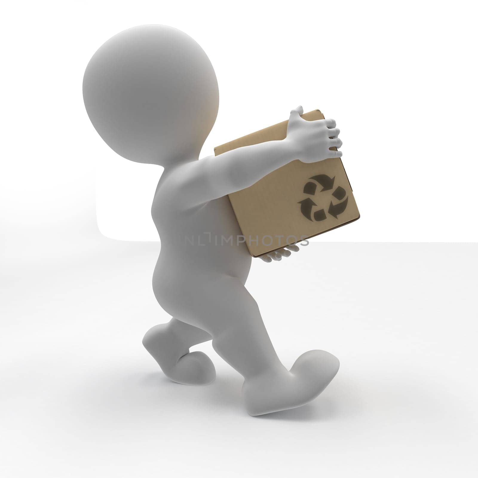 3D Render of Morph Man carrying boxes