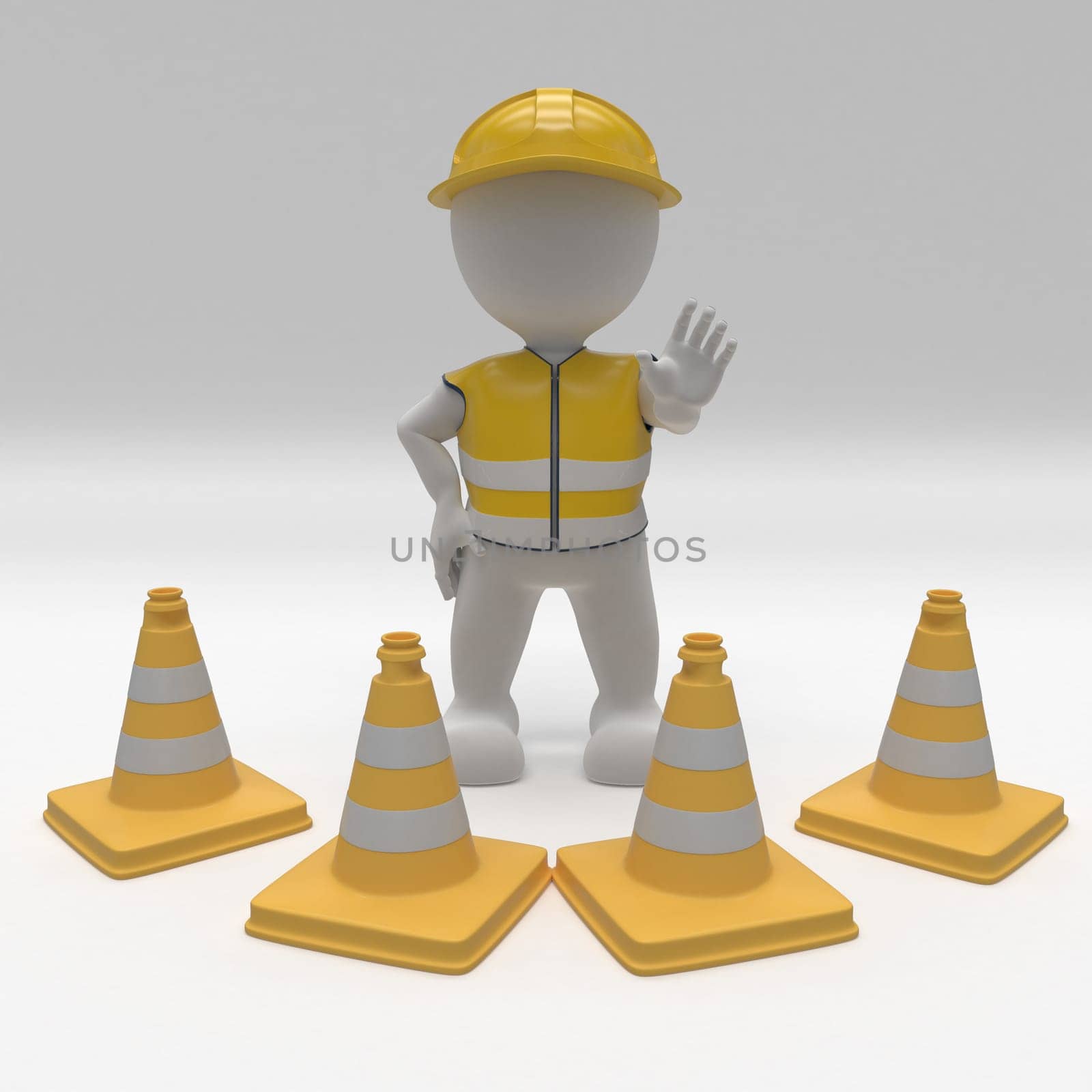 3D Render of Morph Man Builder with hazard cones