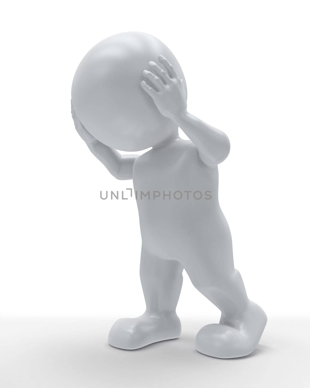 3D Render of Morph Man holding body in pain