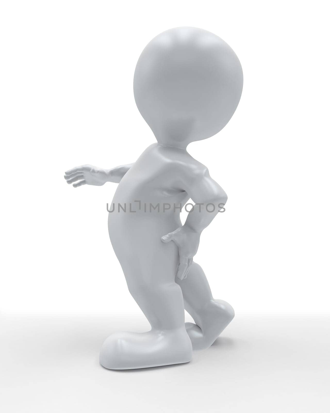 3D Render of Morph Man holding body in pain