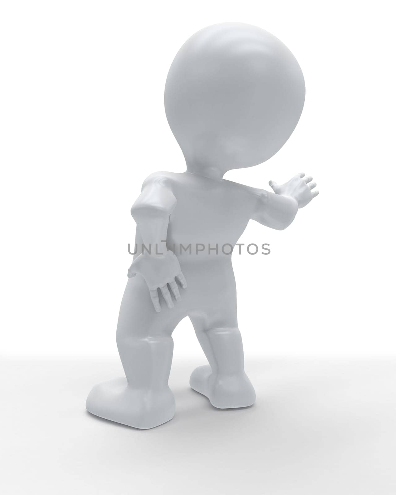 3D Render of Morph Man holding body in pain