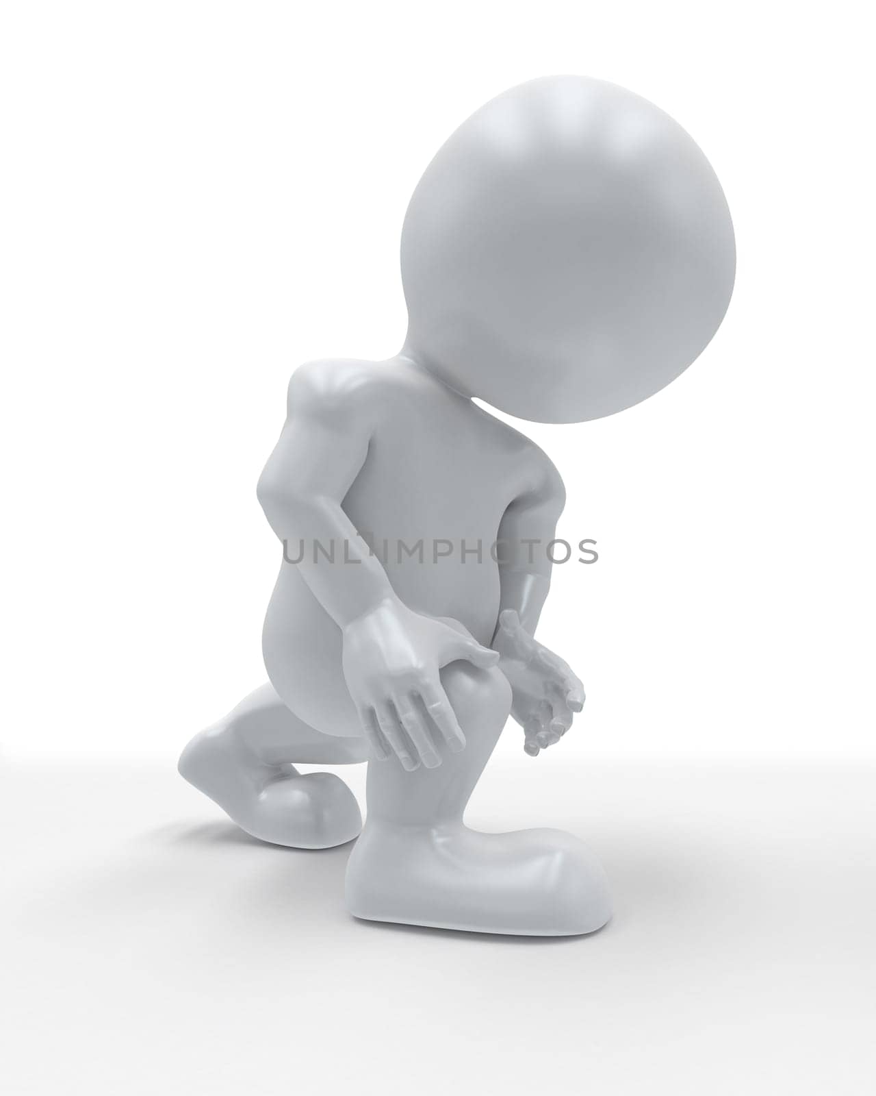 3D Render of Morph Man holding body in pain
