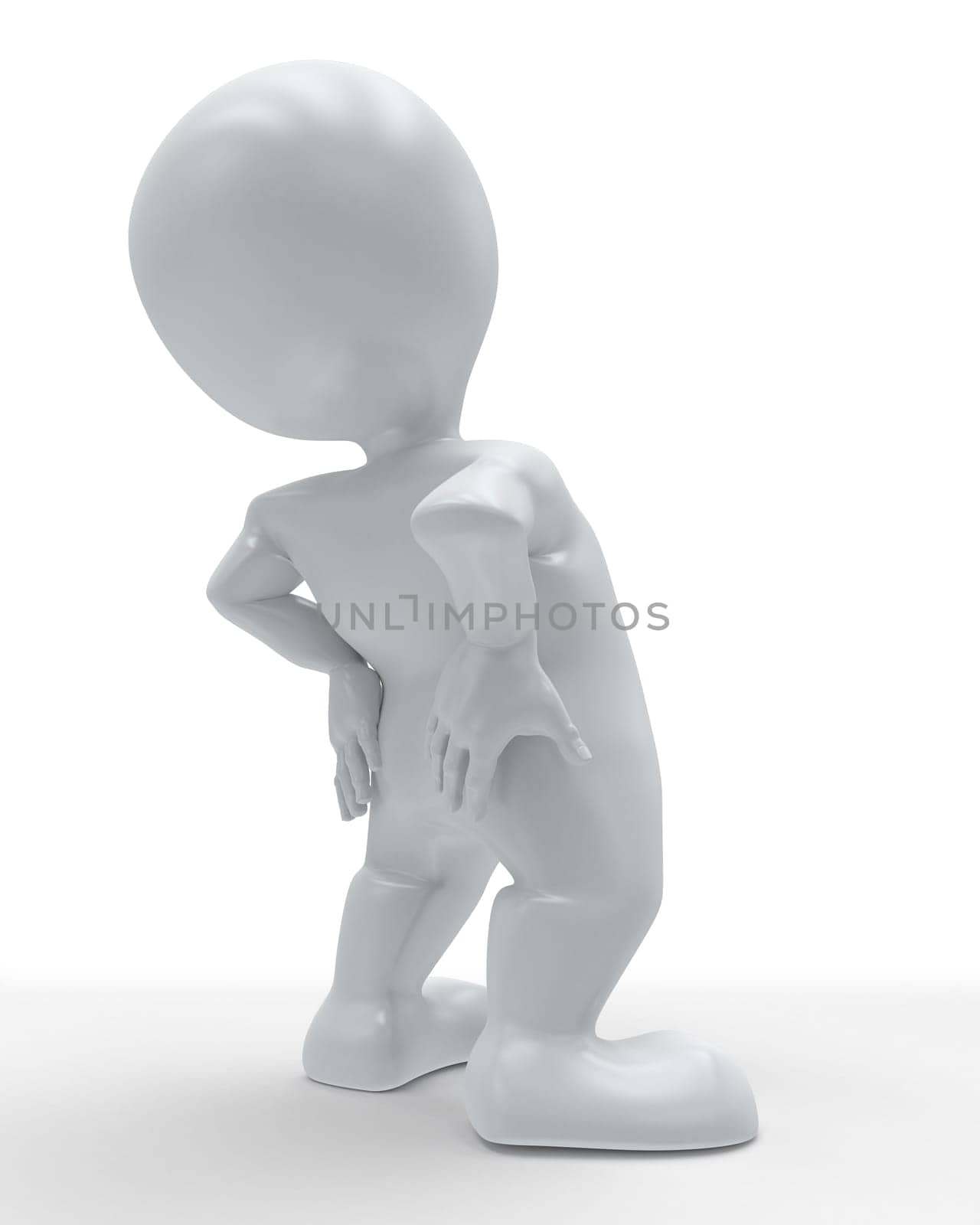 3D Render of Morph Man holding body in pain