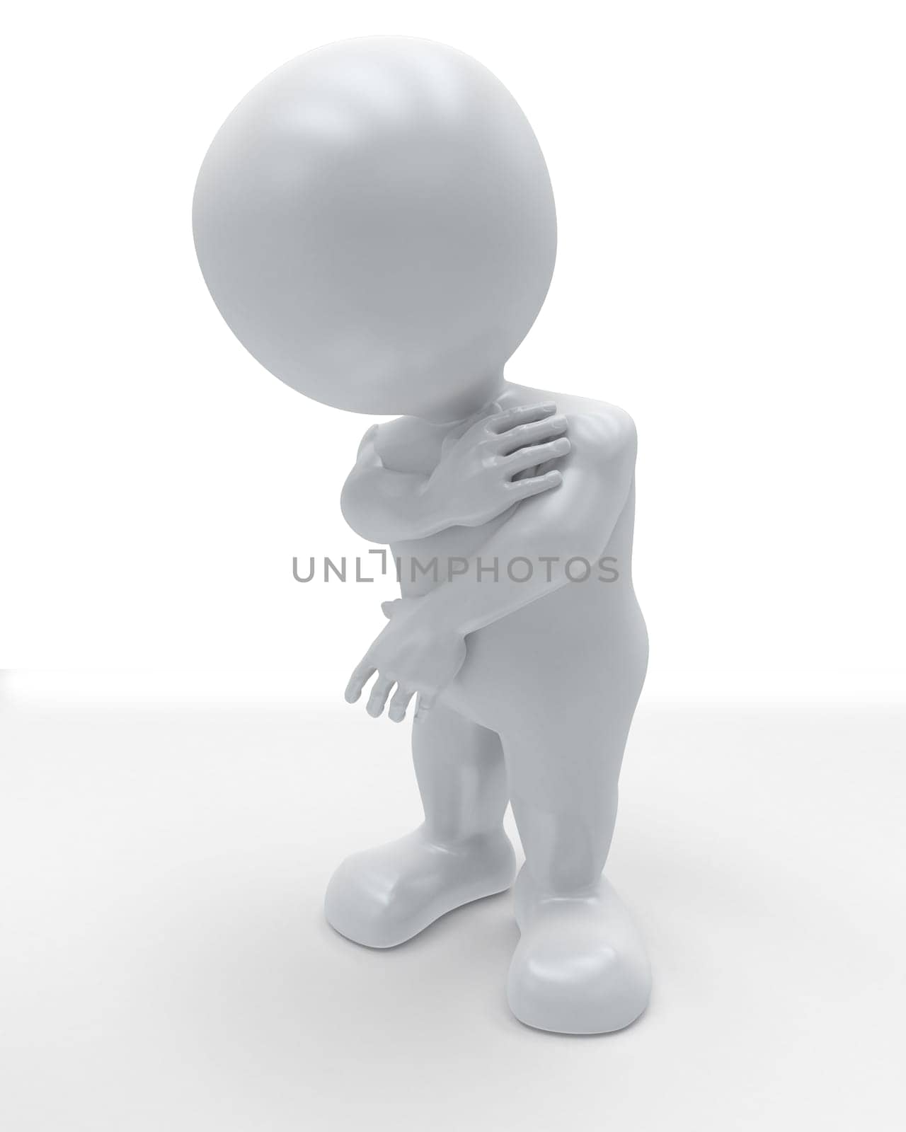 3D Render of Morph Man holding body in pain