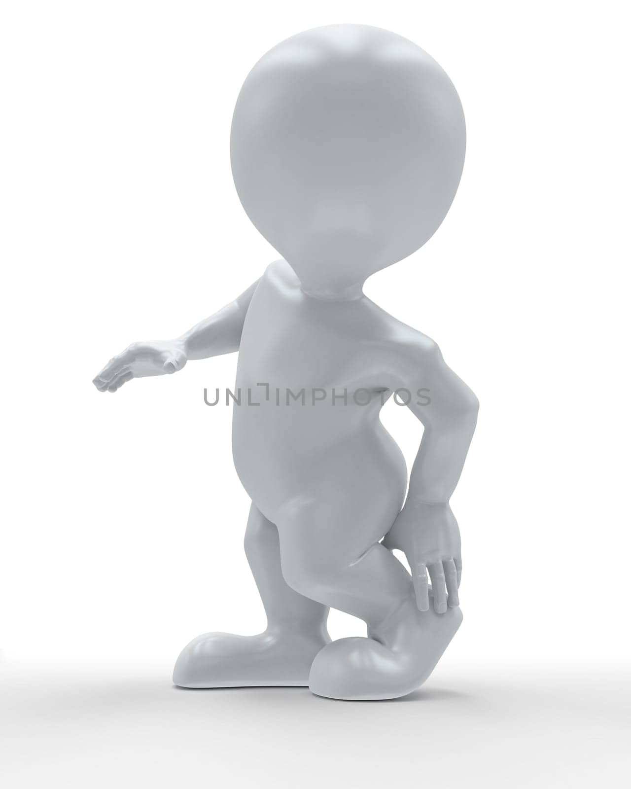 3D Render of Morph Man holding body in pain