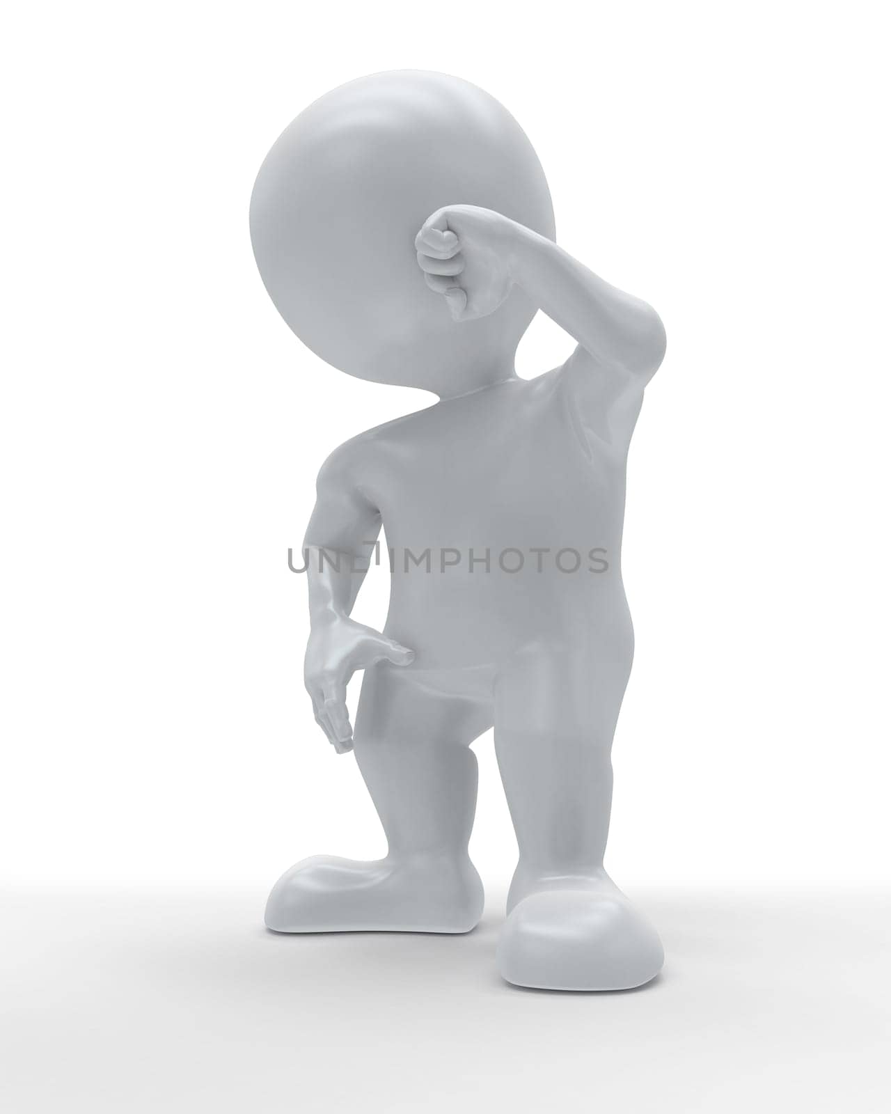3D Render of Morph Man holding body in pain