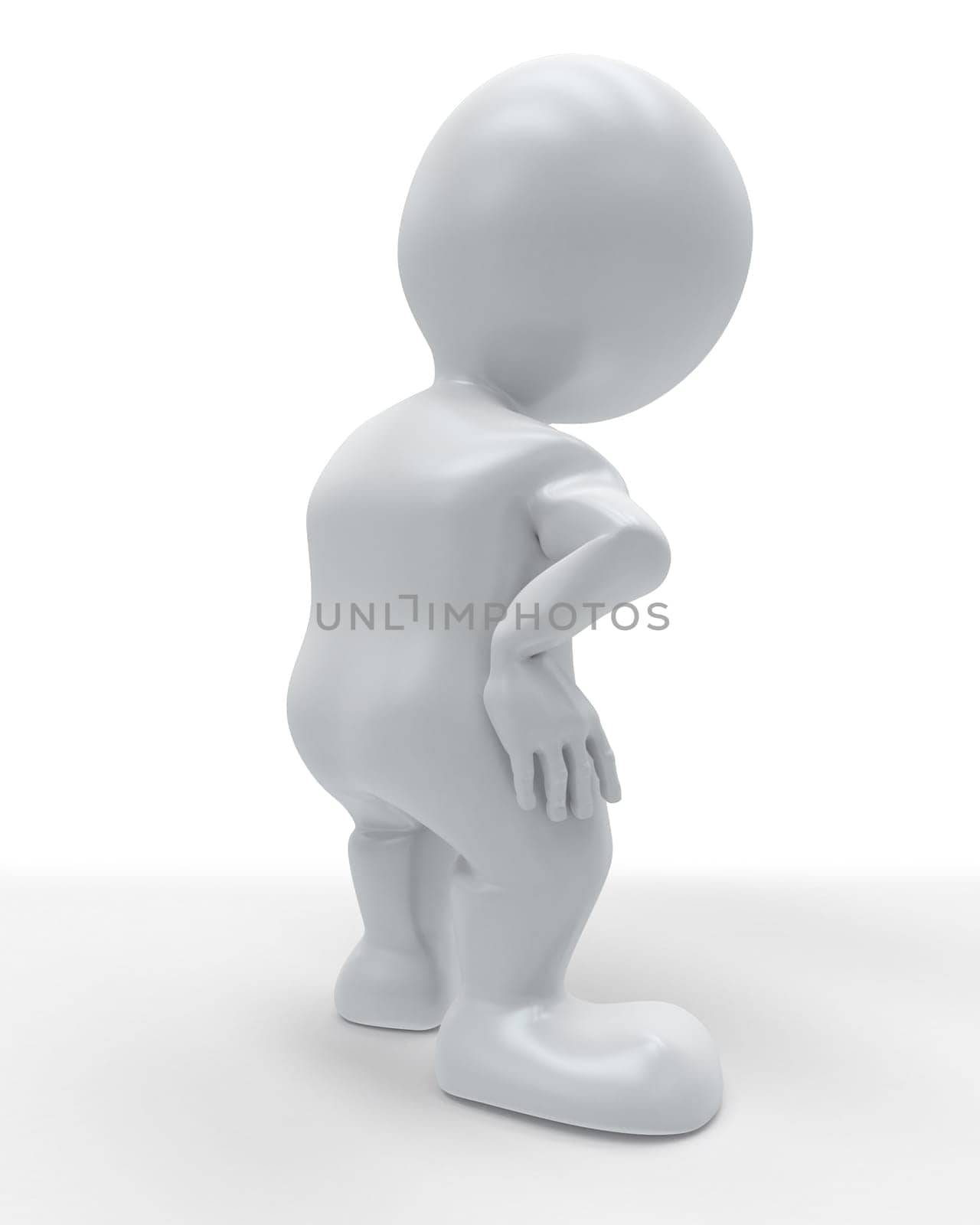 3D Render of Morph Man holding body in pain
