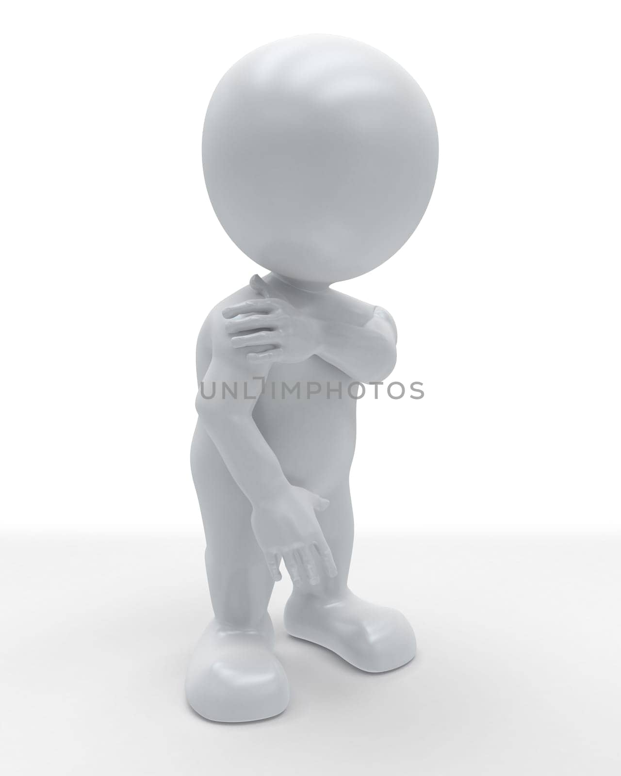 3D Render of Morph Man holding body in pain