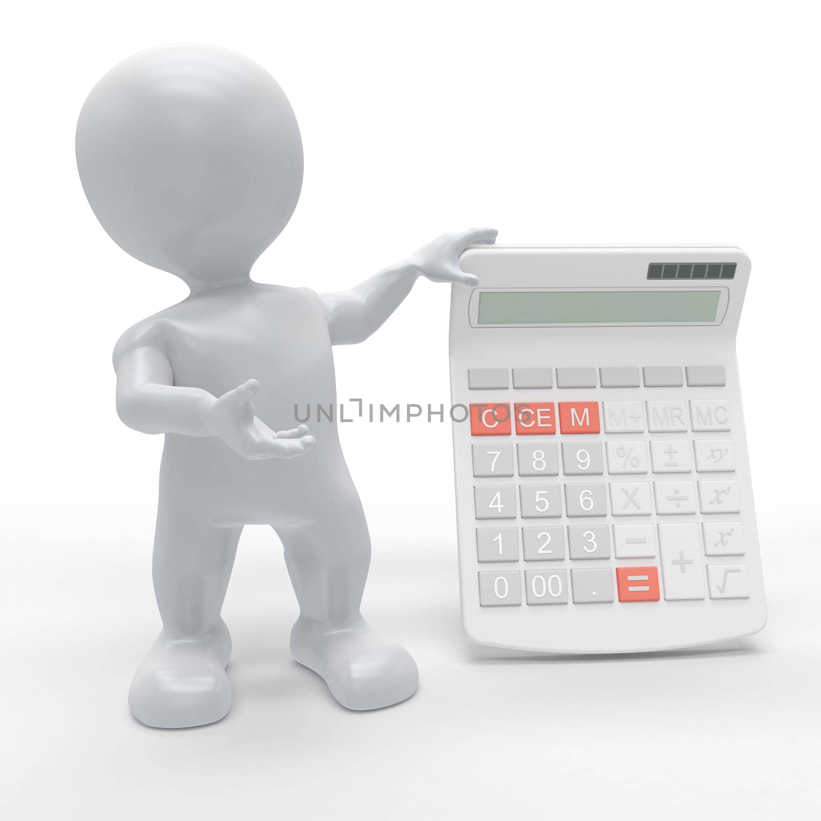3D Render of Morph Man with Calculator