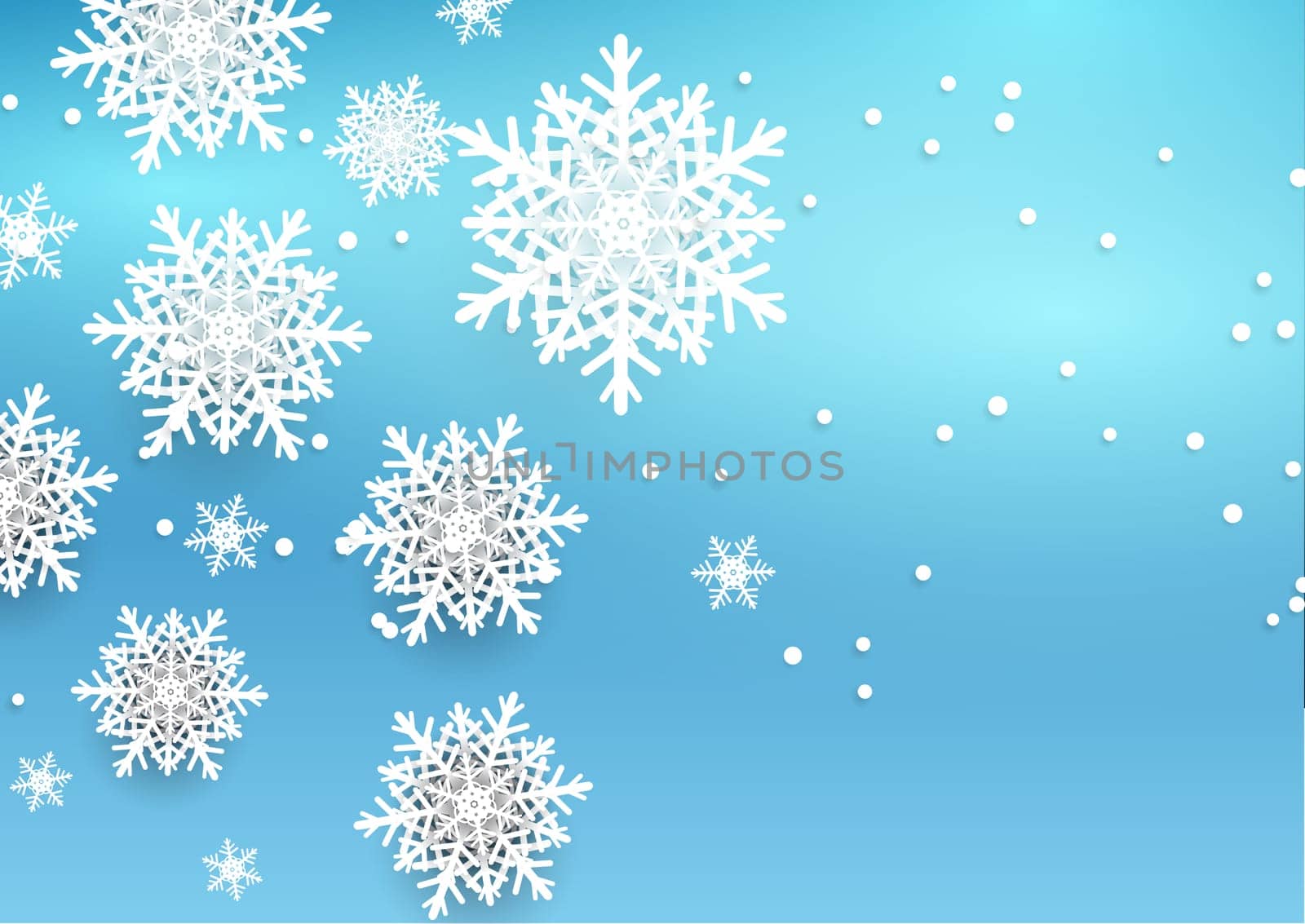Christmas background design with 3D style snowflakes