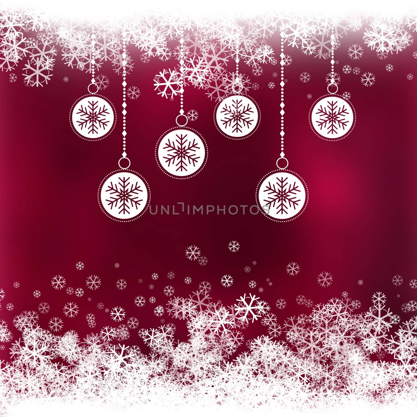 Christmas background with baubles with snowflake design