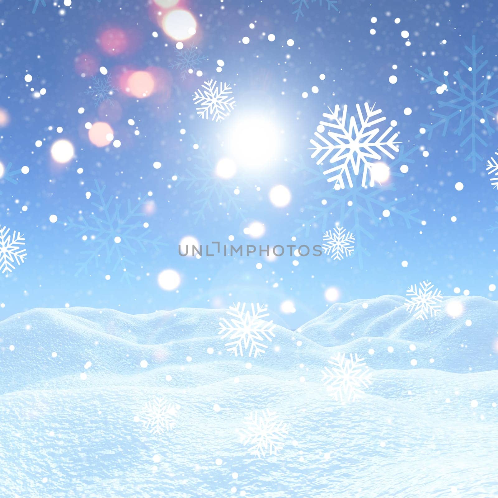 Christmas background with snowflakes and snowflakes