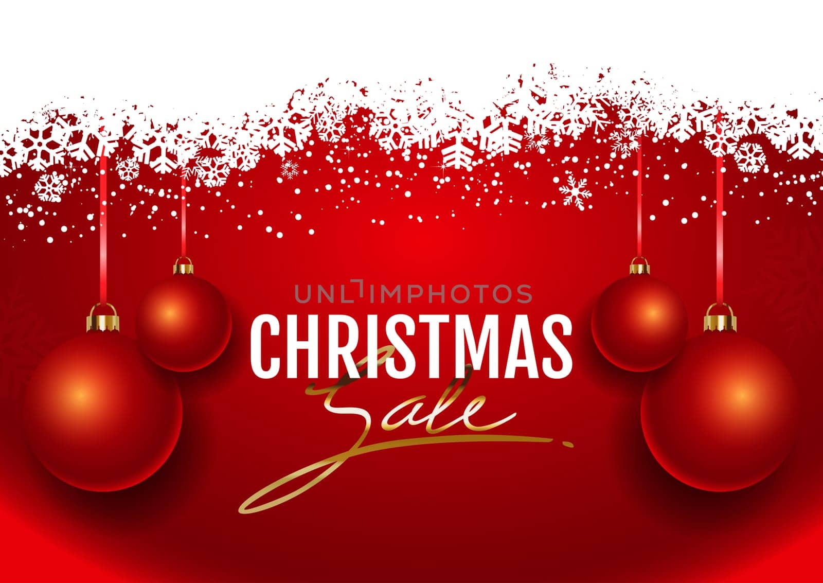 Christmas sale background with hanging baubles