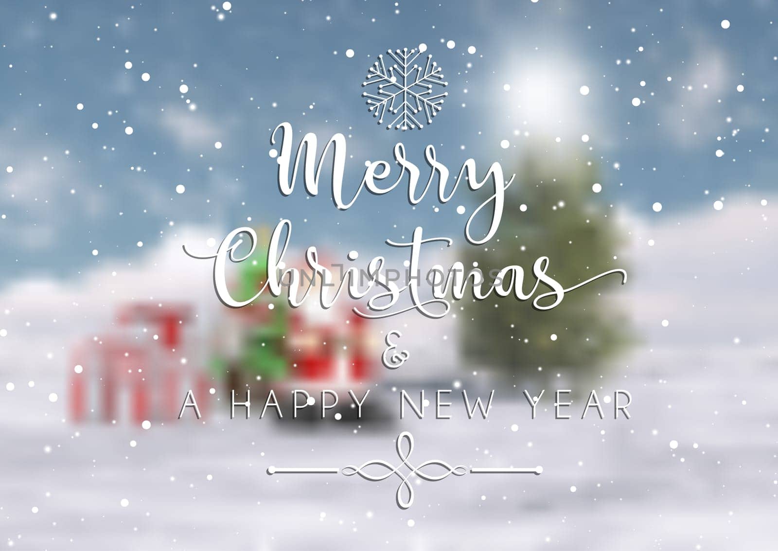 Christmas typography on a defocussed background