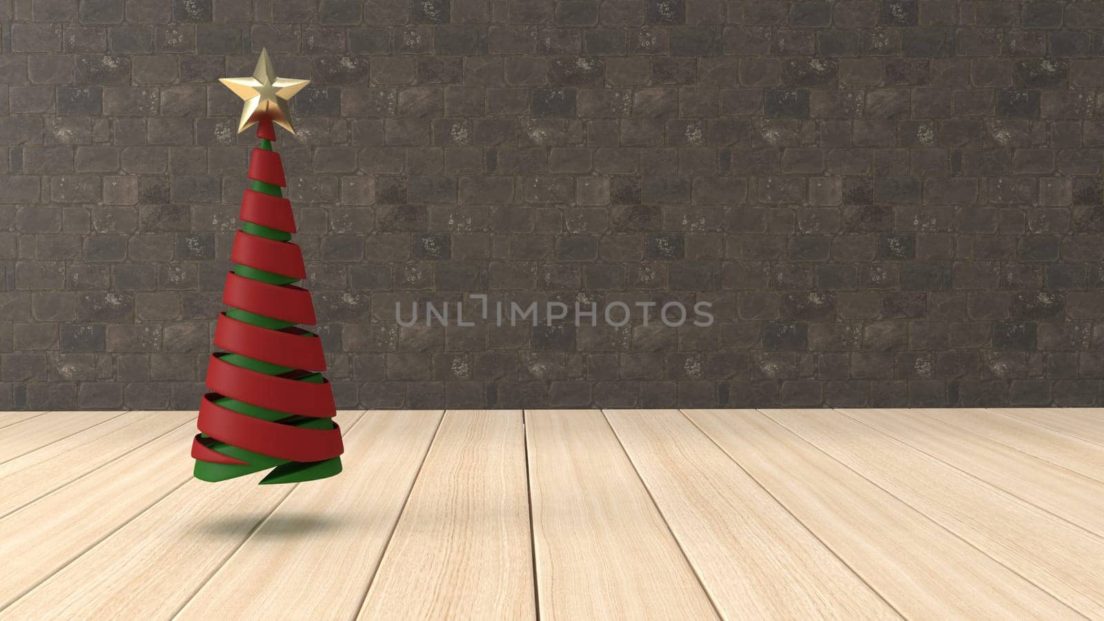 3d render of Christmas background with abstract tree