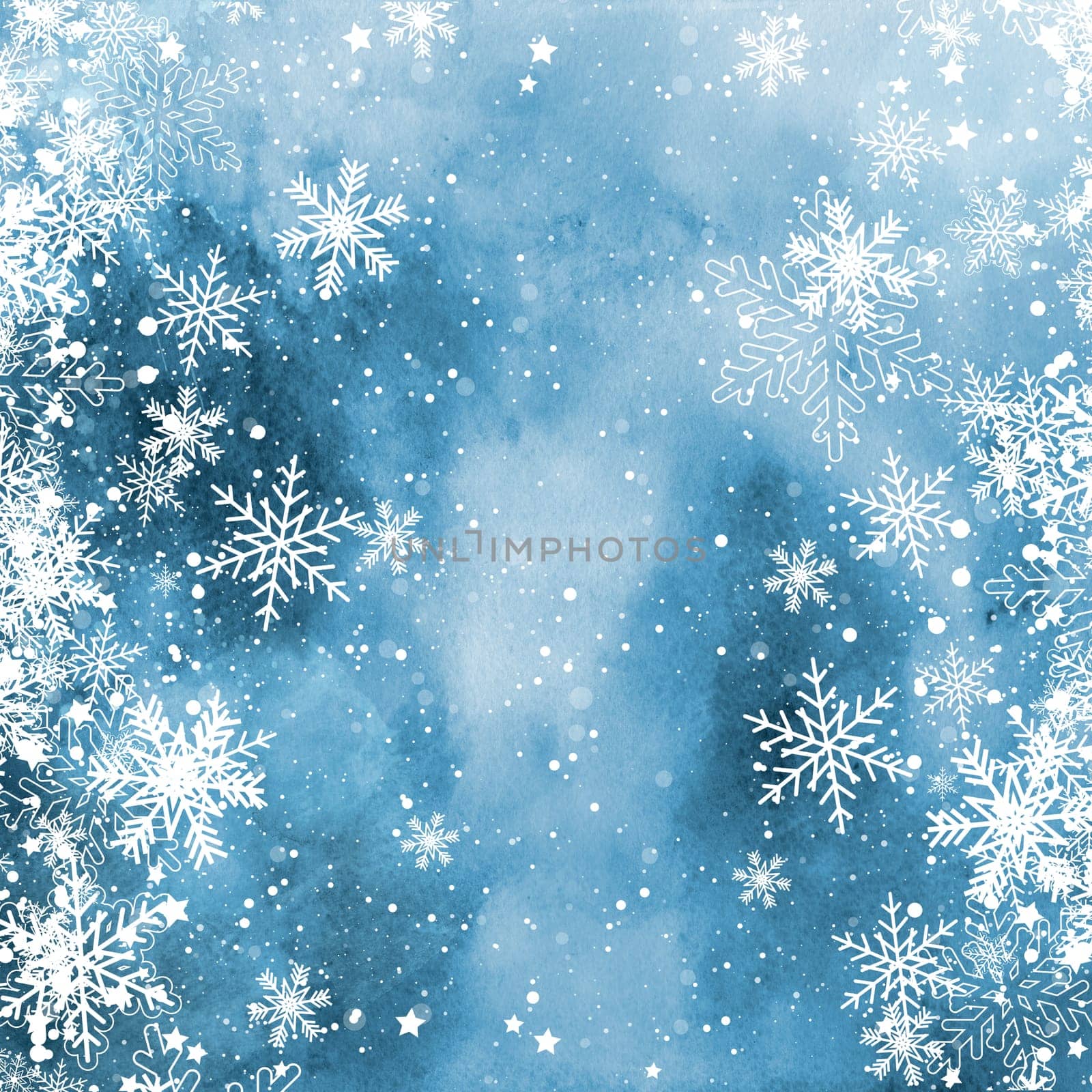 Christmas snowflakes on a watercolour texture background
